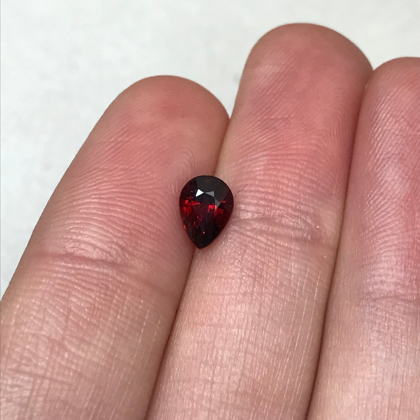 0.97 Ct Natural Pyrope Garnet, 6.7x5mm Pear cut, Deep Red Garnet, Faceted, Red Garnet,