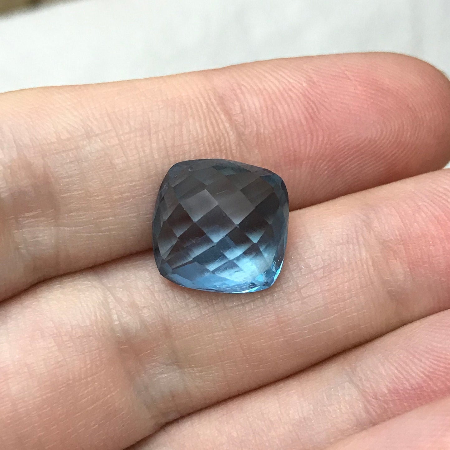 12mm Blue Topaz Square Cushion Cut 10.29 Carat Loose Gem Faceted Sky-Blue Topaz, December Birthstone, Recycled Gems Gems