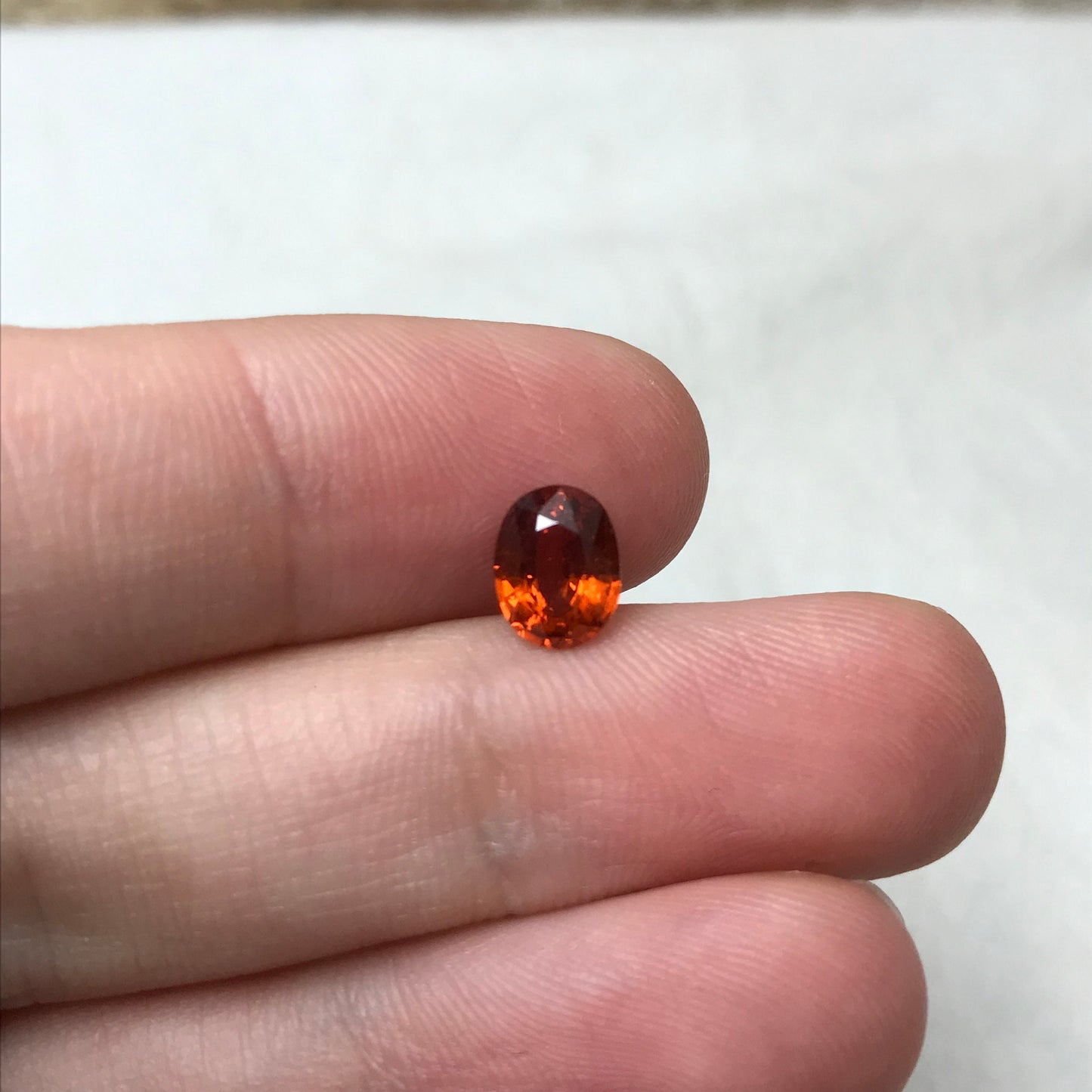 1.46 carat Natural Mandarin Spessartite Garnet, 7.5x6mm Reddish Orange Faceted Garnet