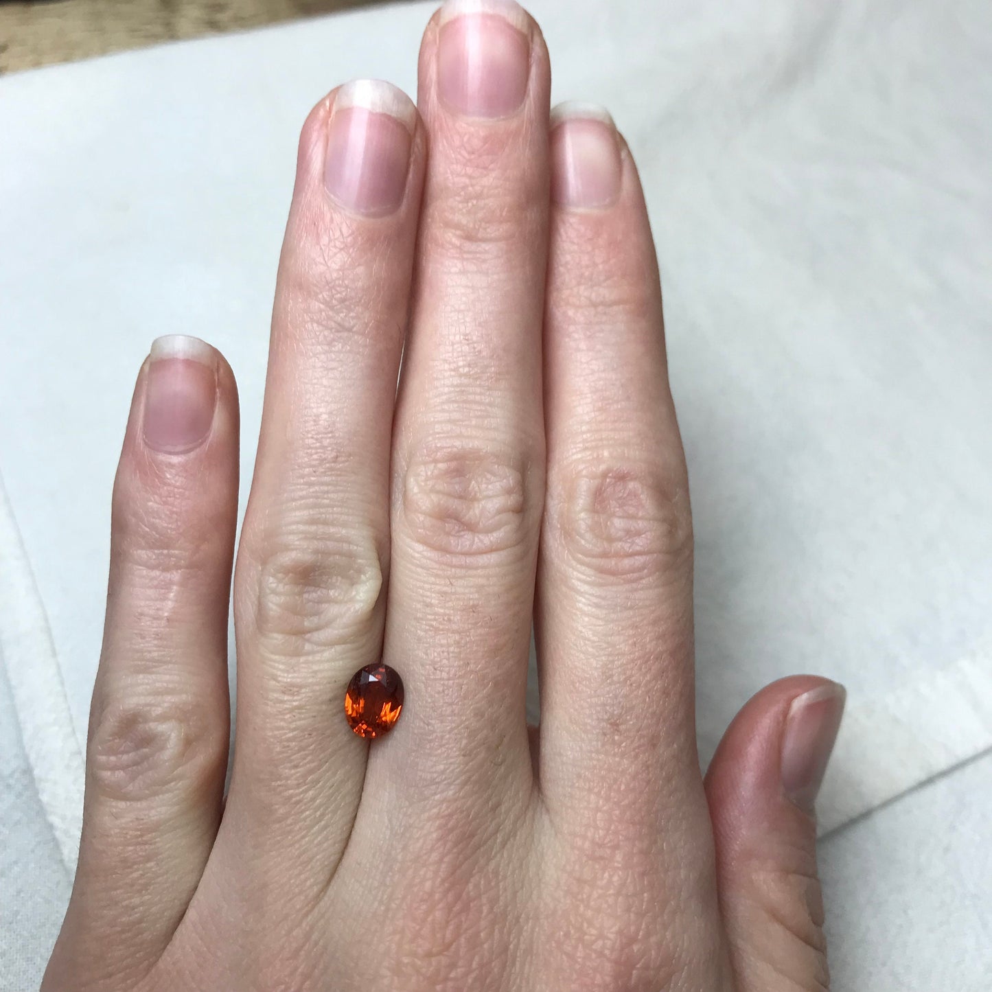 1.46 carat Natural Mandarin Spessartite Garnet, 7.5x6mm Reddish Orange Faceted Garnet