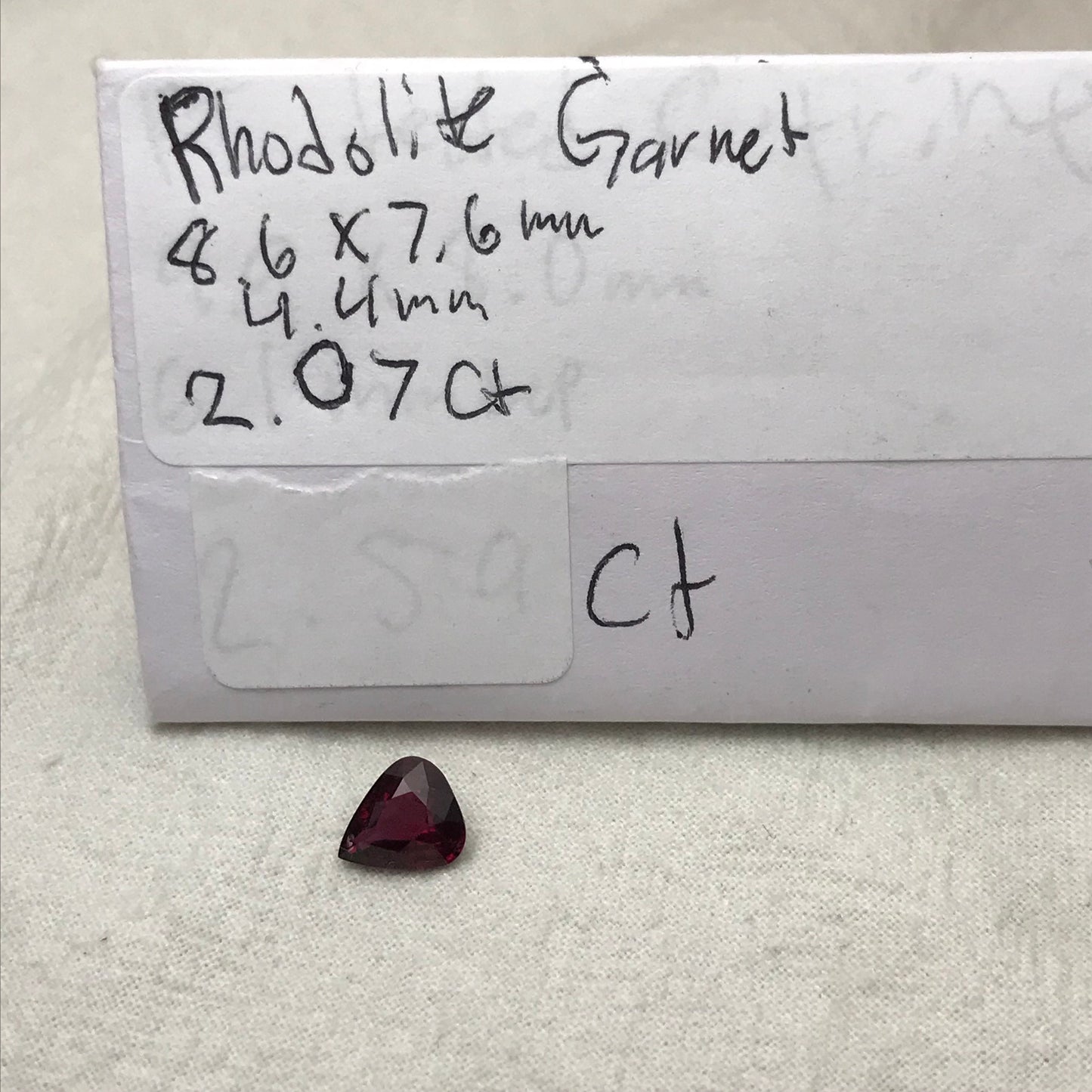 2 carat Natural Rhodolite Garnet, 8.5x7.5mm Fat Pear Cut, Rose Red Garnet, Faceted Rose Red Garnet, Purplish Red