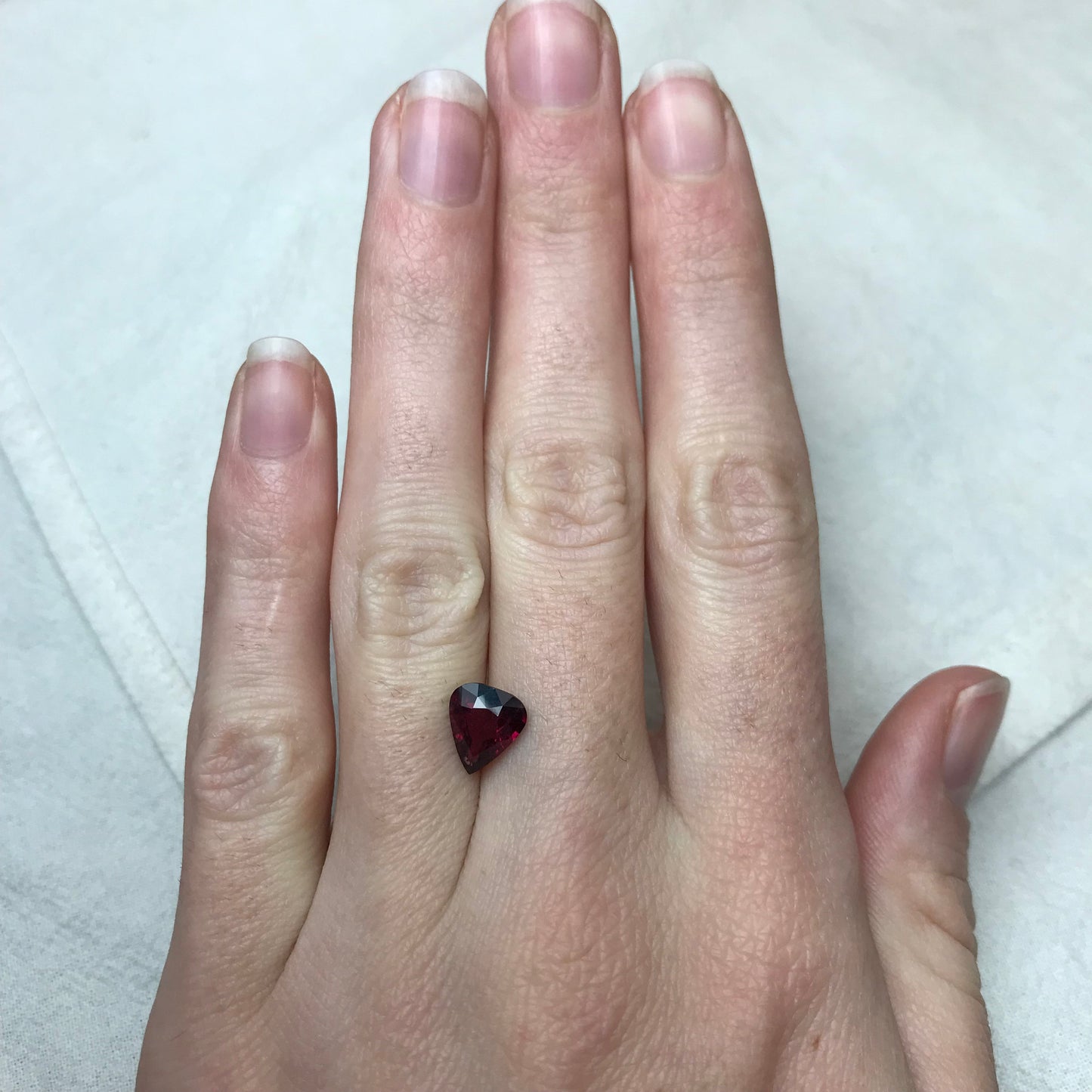 2 carat Natural Rhodolite Garnet, 8.5x7.5mm Fat Pear Cut, Rose Red Garnet, Faceted Rose Red Garnet, Purplish Red