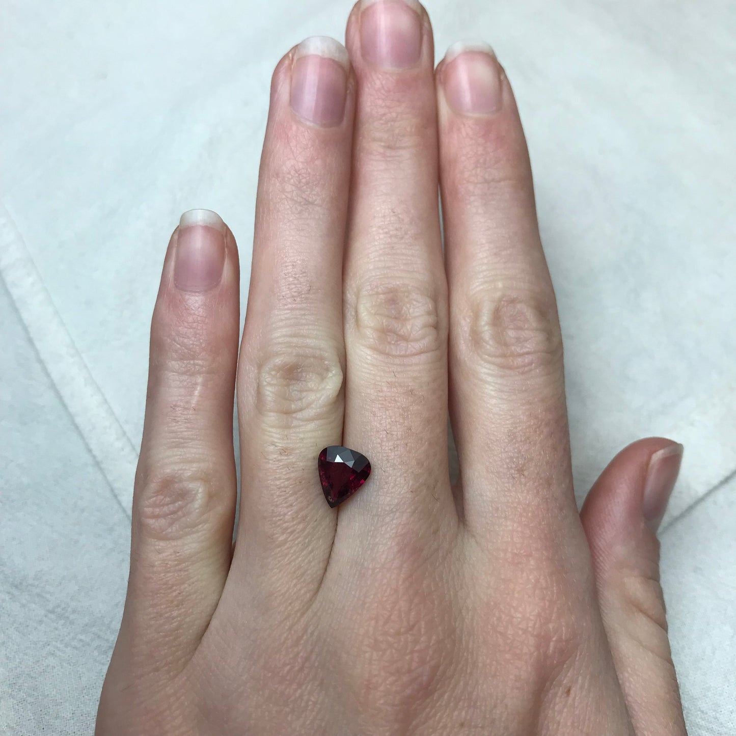 2 carat Natural Rhodolite Garnet, 8.5x7.5mm Fat Pear Cut, Rose Red Garnet, Faceted Rose Red Garnet, Purplish Red