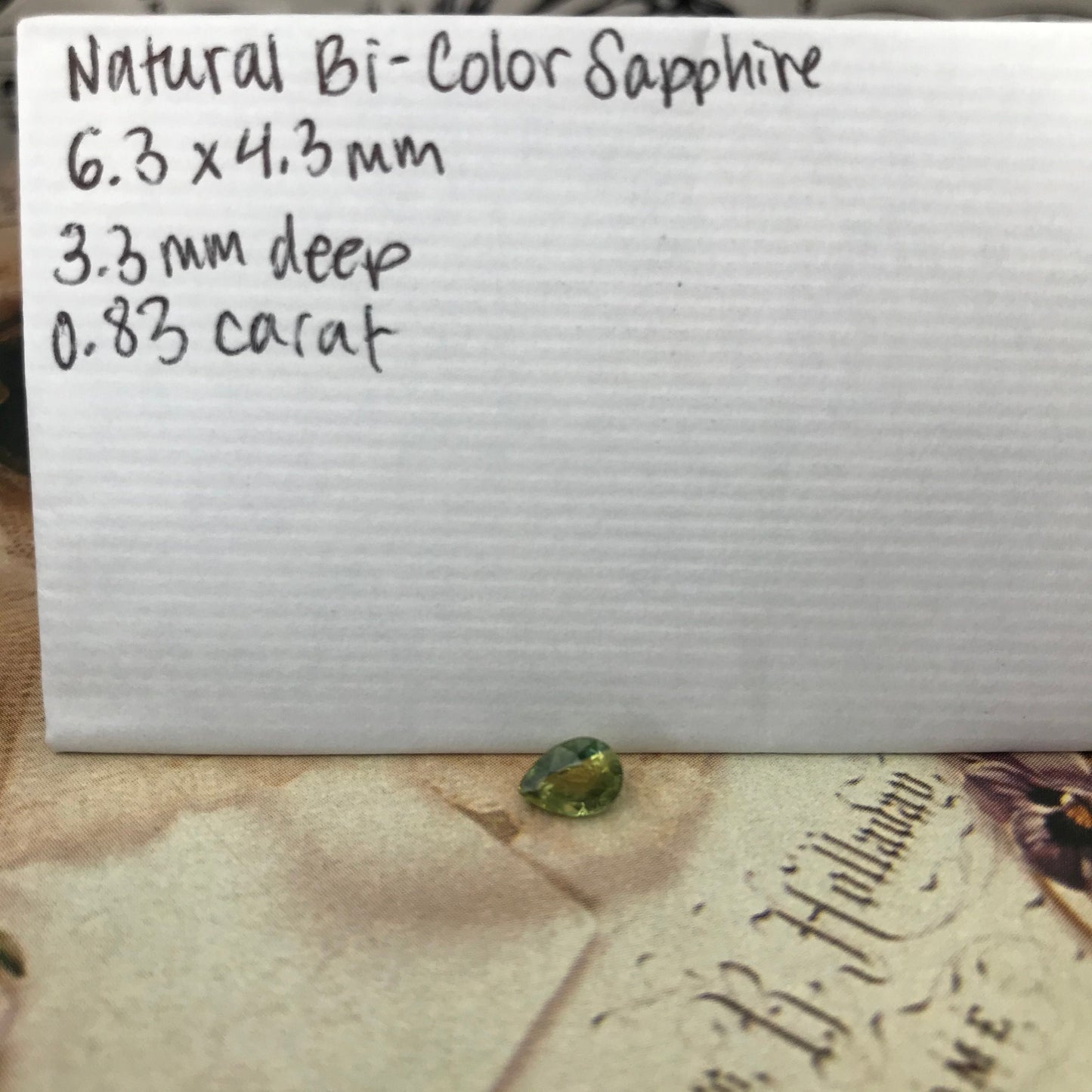 0.83 Carat Natural Bi-Color Sapphire 6x4mm Pear Corundum Faceted Loose Unmounted Gemstone Earth Mined Gem - US Seller - Blue and Green