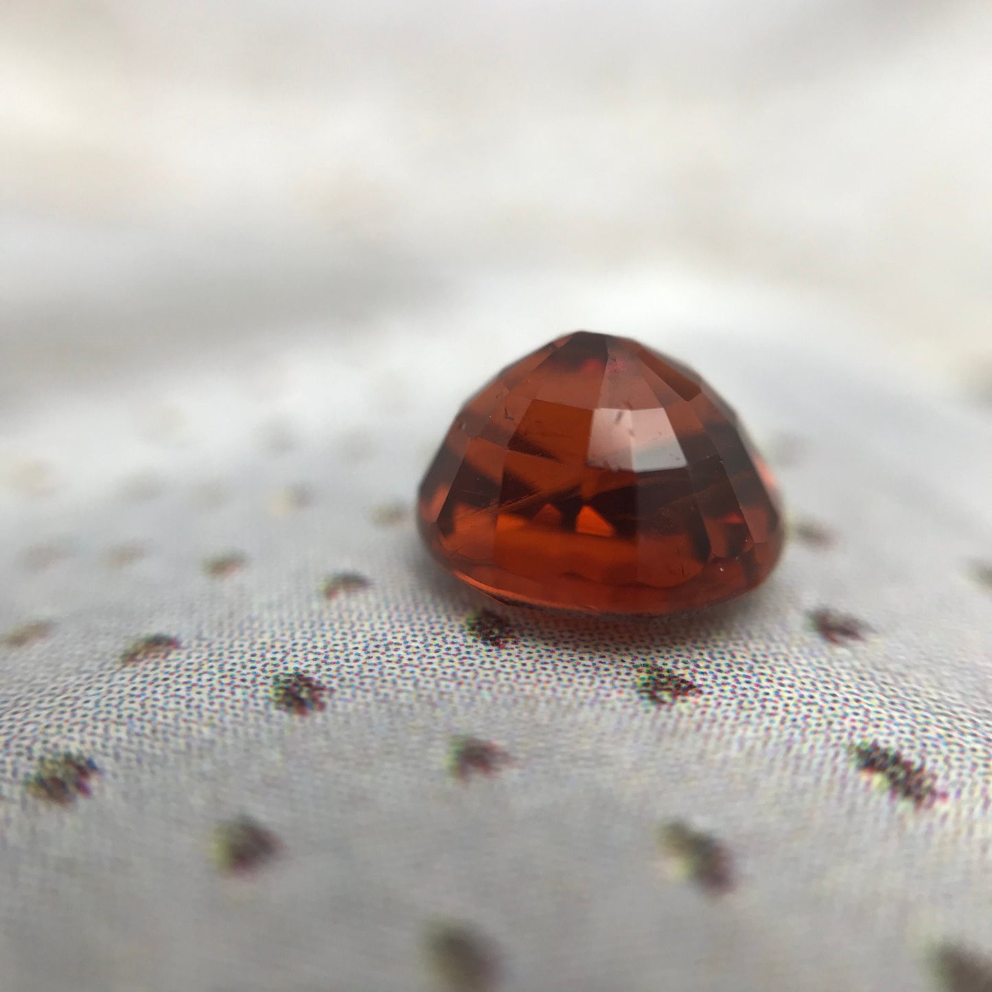 Natural Red Orange Spessartite Garnet 1.78 Carat 6.6 x 6 mm Oval Cut, Faceted Loose, Rich Red Orange Garnet