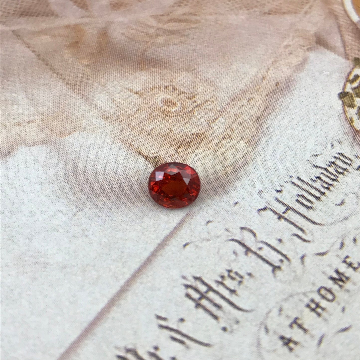 Natural Red Orange Spessartite Garnet 1.78 Carat 6.6 x 6 mm Oval Cut, Faceted Loose, Rich Red Orange Garnet