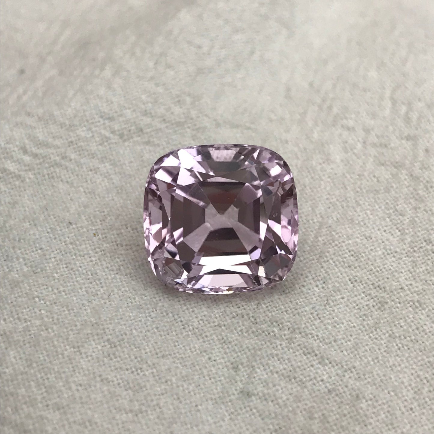 14.24 carat Pink Kunzite 13.8x13.3mm Rectangle Cushion Cut, Near 14x13mm, Soft Pink Loose Gemstone