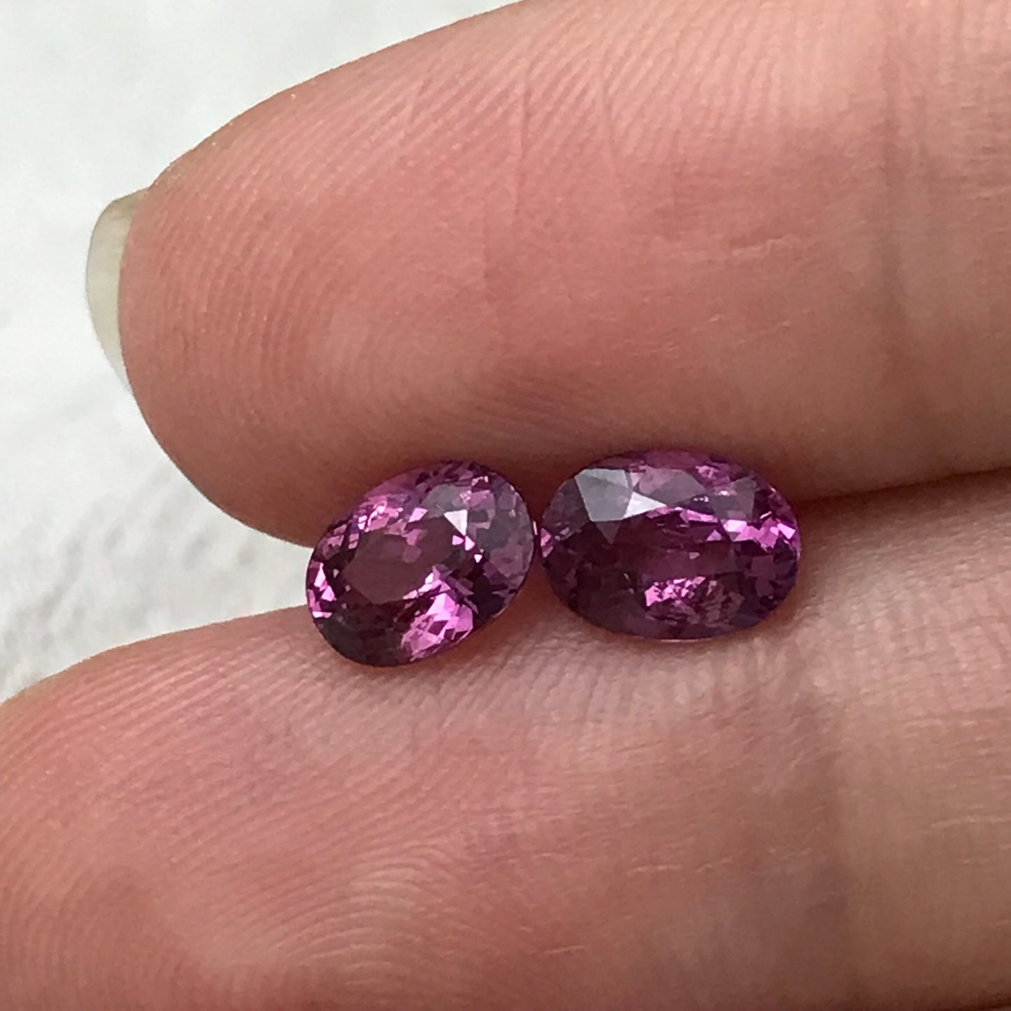 Pair Natural Pink Rhodolite Garnets 7x5mm Oval Gemstones, 1.05 Ct ea. Soft Purplish Pink Garnet, Faceted Loose Pair of Gems