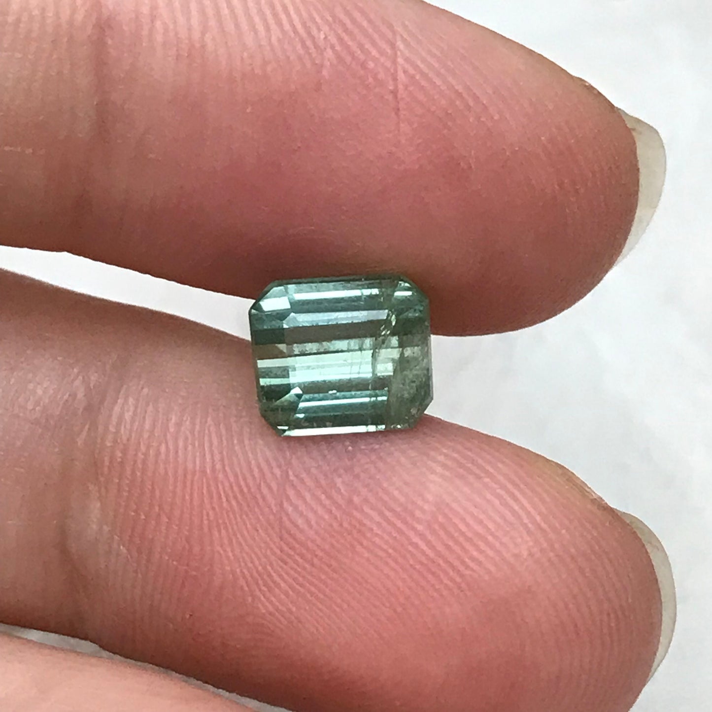 2 carat Light Mint Green Tourmaline 7.7x6.6mm Rectangle Octagon Cut, Natural Faceted Gem, Light Loose Gemstone, Light Seafoam Green Green
