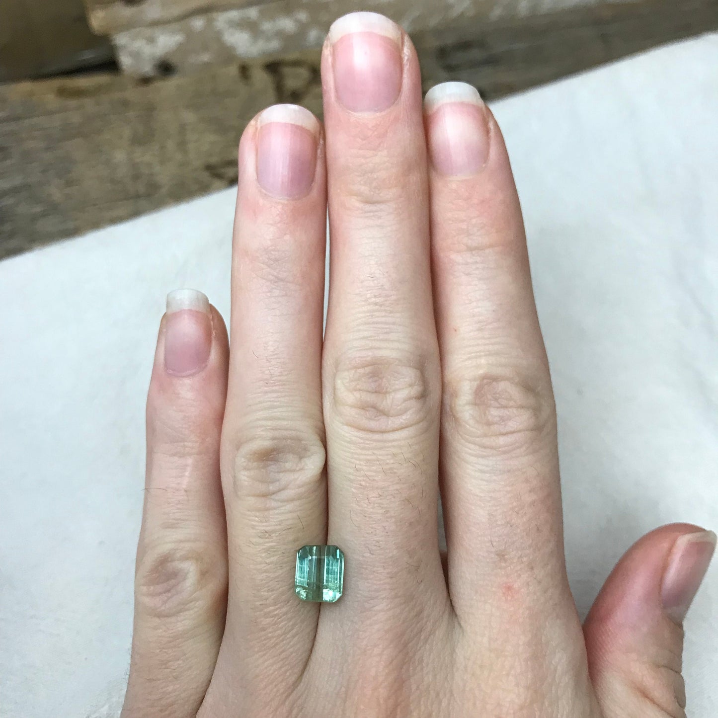 2 carat Light Mint Green Tourmaline 7.7x6.6mm Rectangle Octagon Cut, Natural Faceted Gem, Light Loose Gemstone, Light Seafoam Green Green