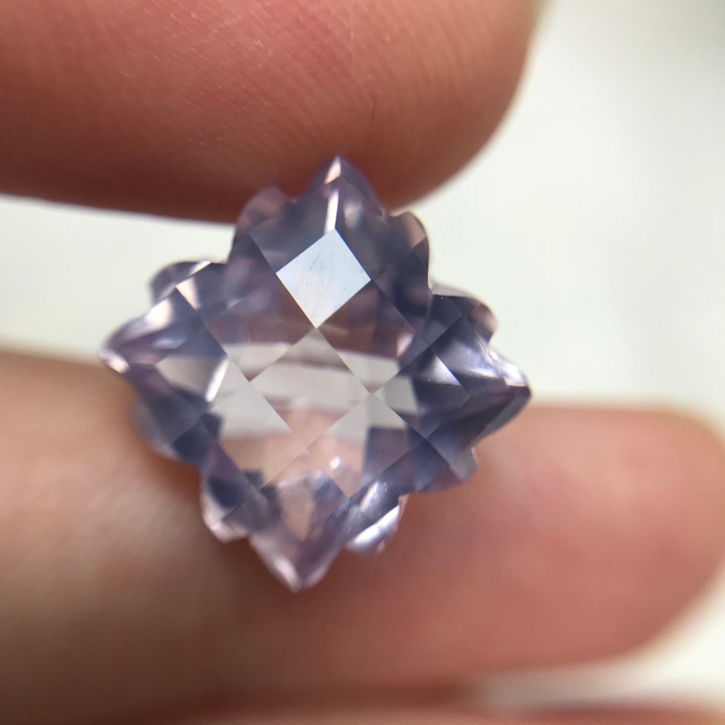 Fancy Cut  Lavender Amethyst 8 Carat, 12.5mm, Snowflake Cushion cut, February Birthstone, Lavender Quartz
