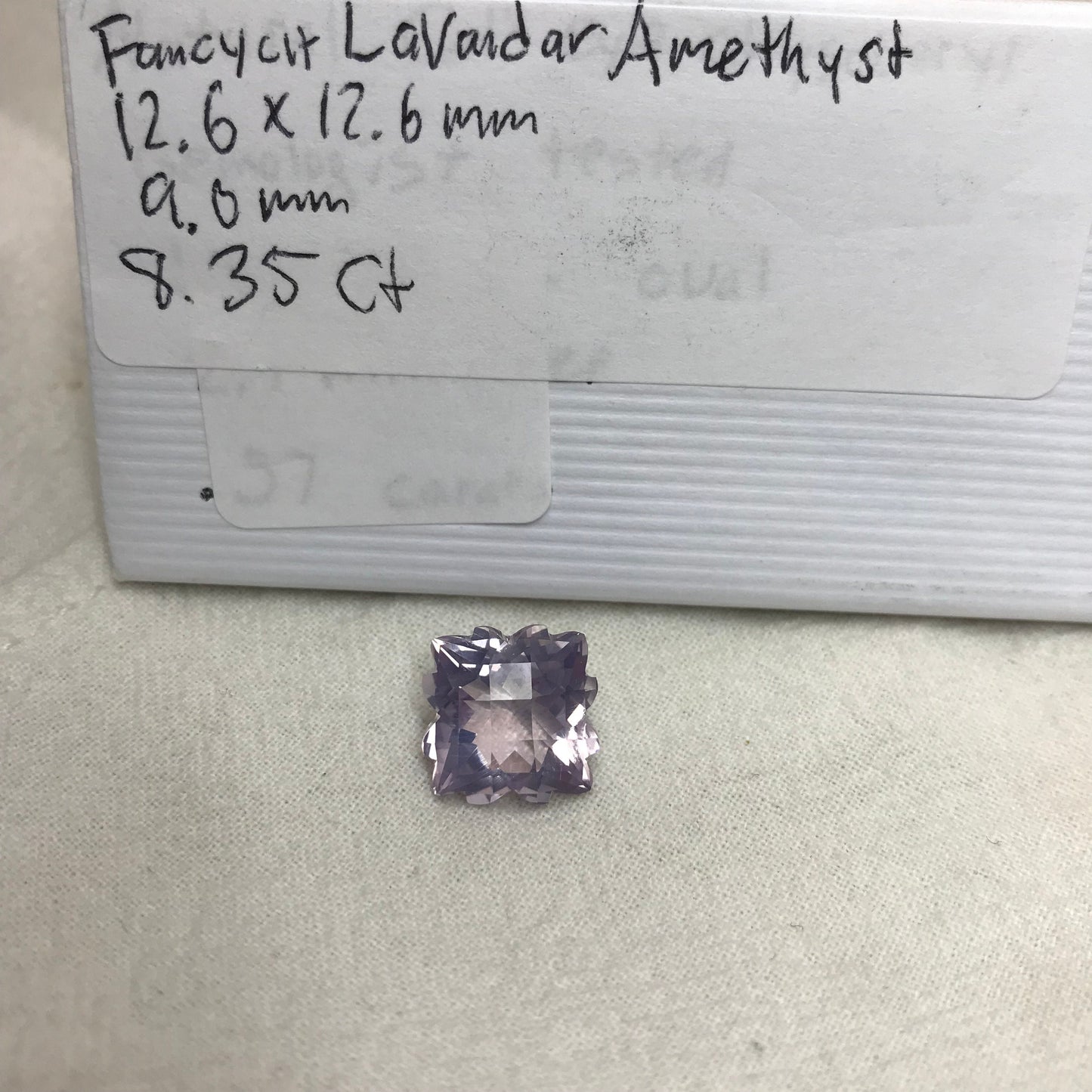 Fancy Cut  Lavender Amethyst 8 Carat, 12.5mm, Snowflake Cushion cut, February Birthstone, Lavender Quartz