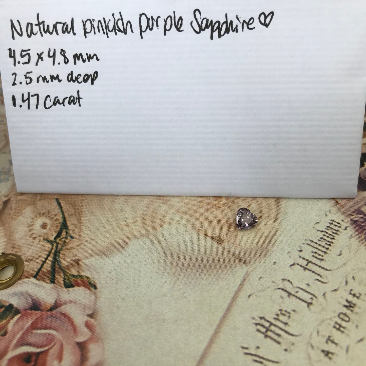 4.5mm Natural Purple Sapphire 0.47 Carat Heart Cut 1/2 carat Gem, Faceted Loose Gemstone, Unmounted Sapphire