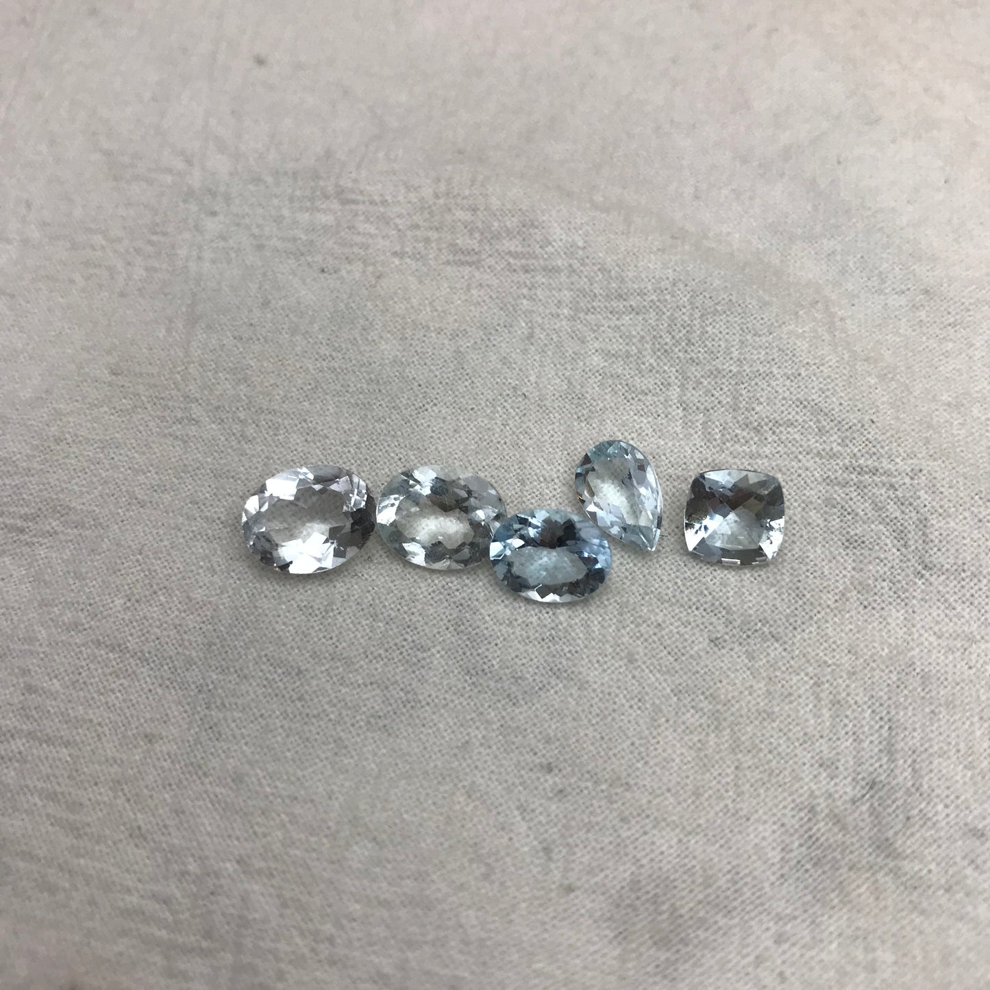 7.80 carat Lot of Worn Aquamarine Faceted, Recycled, Imperfect Oval, Pear & Cushion cut