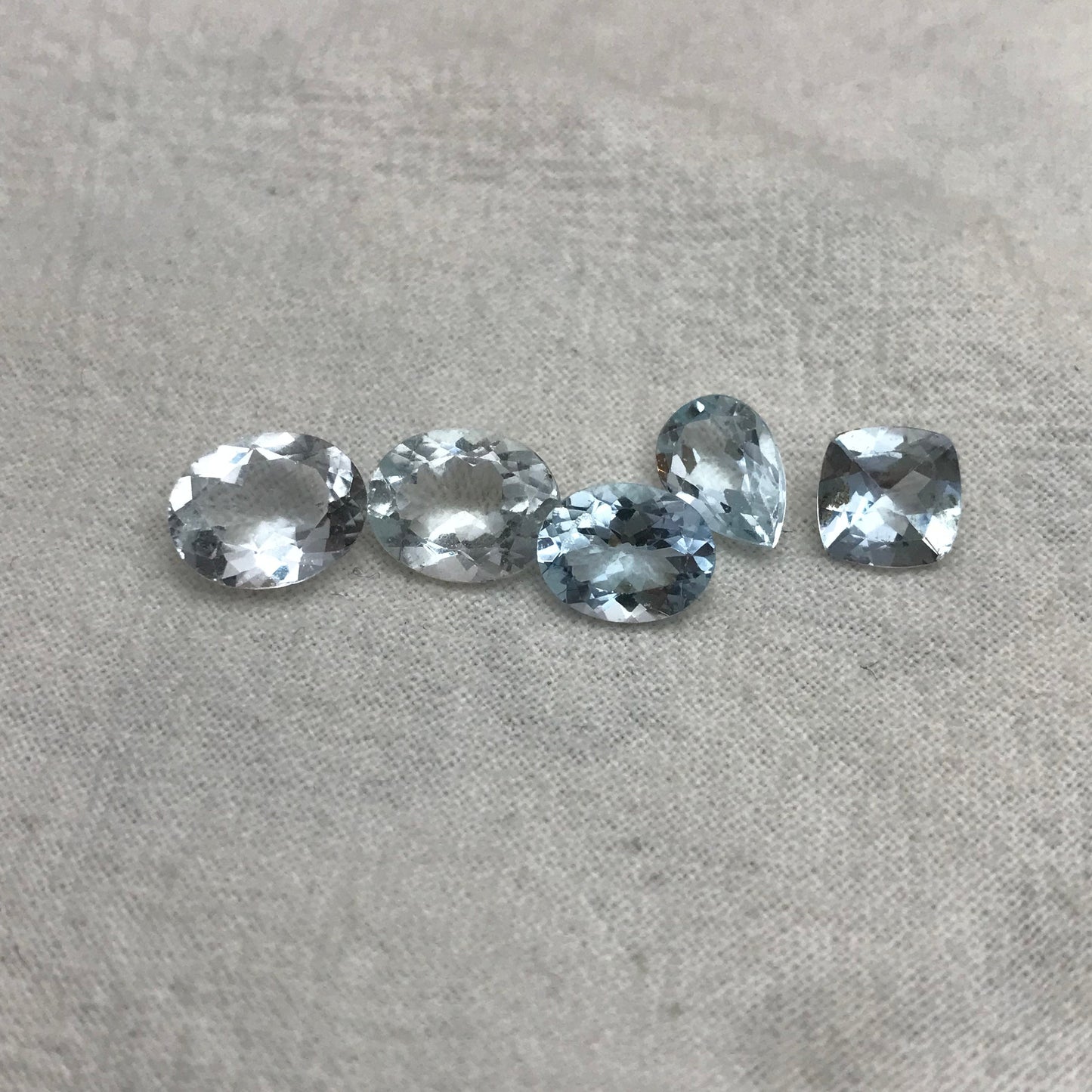 7.80 carat Lot of Worn Aquamarine Faceted, Recycled, Imperfect Oval, Pear & Cushion cut