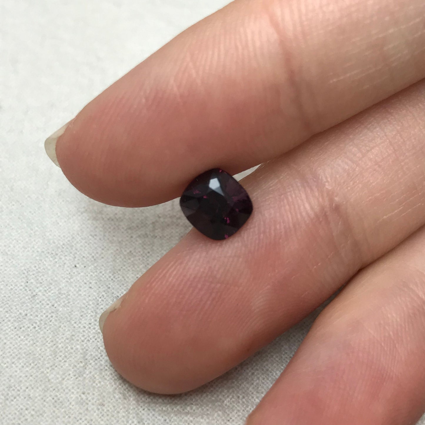 1.35 Ct Natural Purple Spinel 6.5x6mm Cushion Cut, Faceted Loose Gemstone, Dark Purple Stone, Flowing Gems