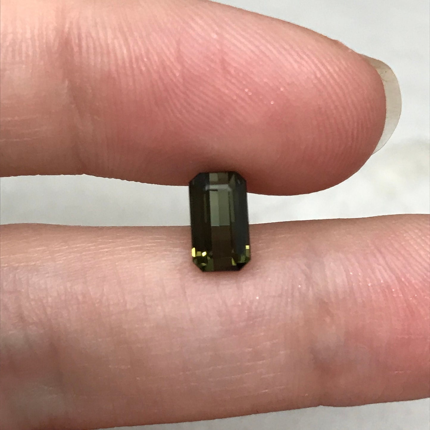 Natural Olive Green Tourmaline 7.7x4.5mm 1.25 carats rectangle Octagon Cut Faceted Loose Gem