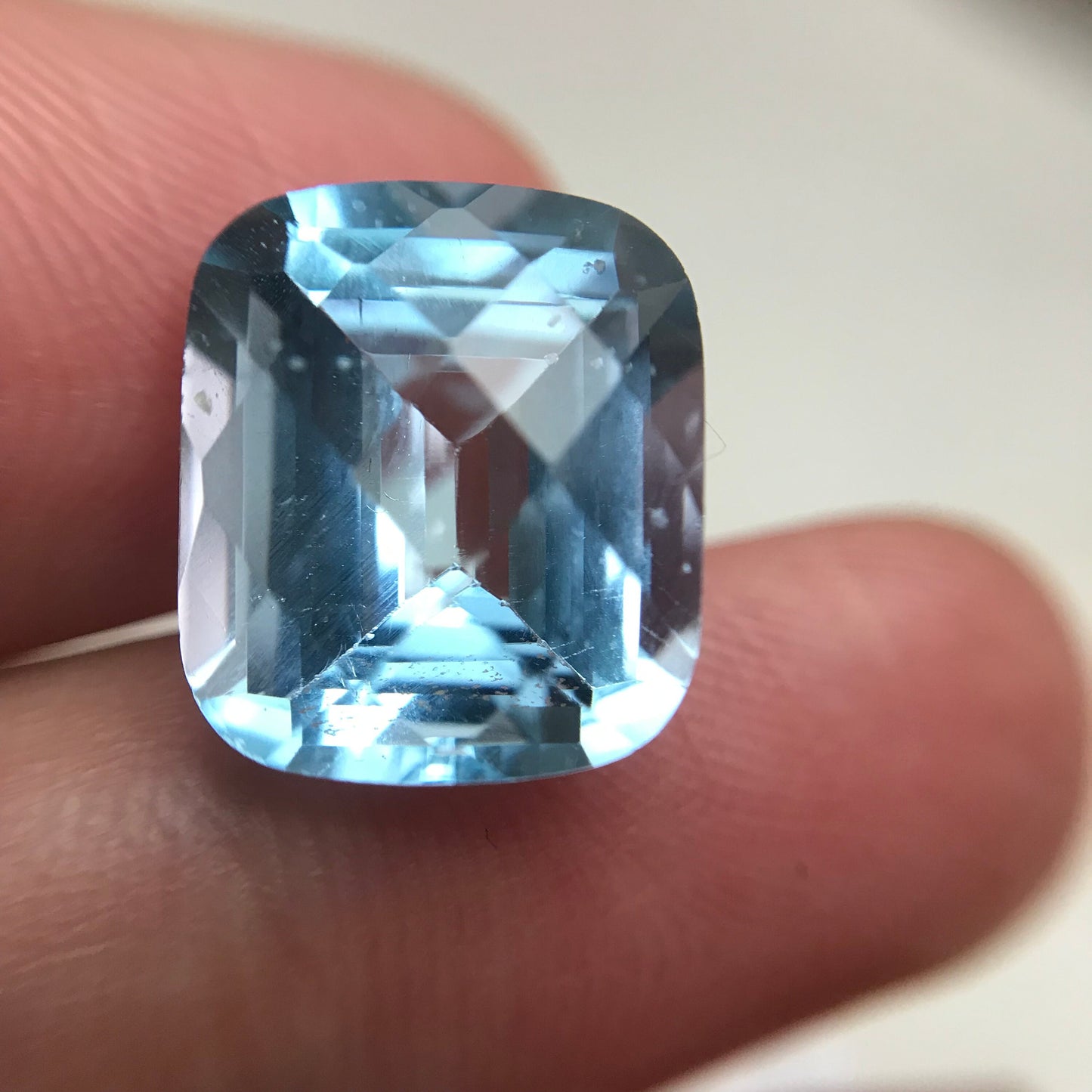 8.88 ct Sky Blue Topaz 12.7x10mm Cushion Cut Loose Faceted Gemstone Recycled, December Birthstone