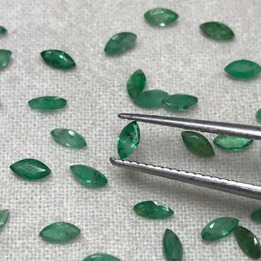 ONE- 4x2mm Emerald Marquise Cut, Faceted Loose Gemstone, Natural Green Brazilian Emerald, Green Beryl