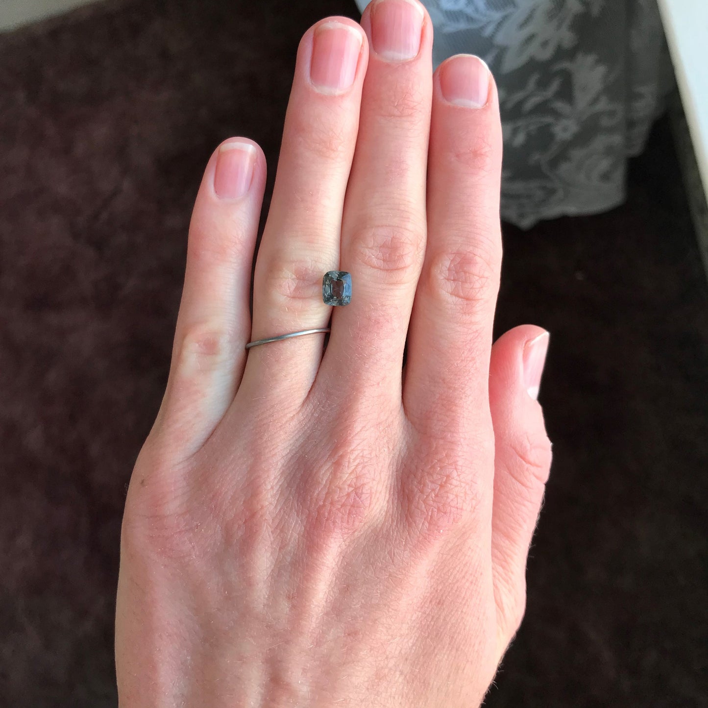 1.57 Ct Natural Purple Spinel 6.6x5.6mm Rectangle Cushion Cut Faceted Loose Gemstone, Grayish Purple Stone, Flowing Gems