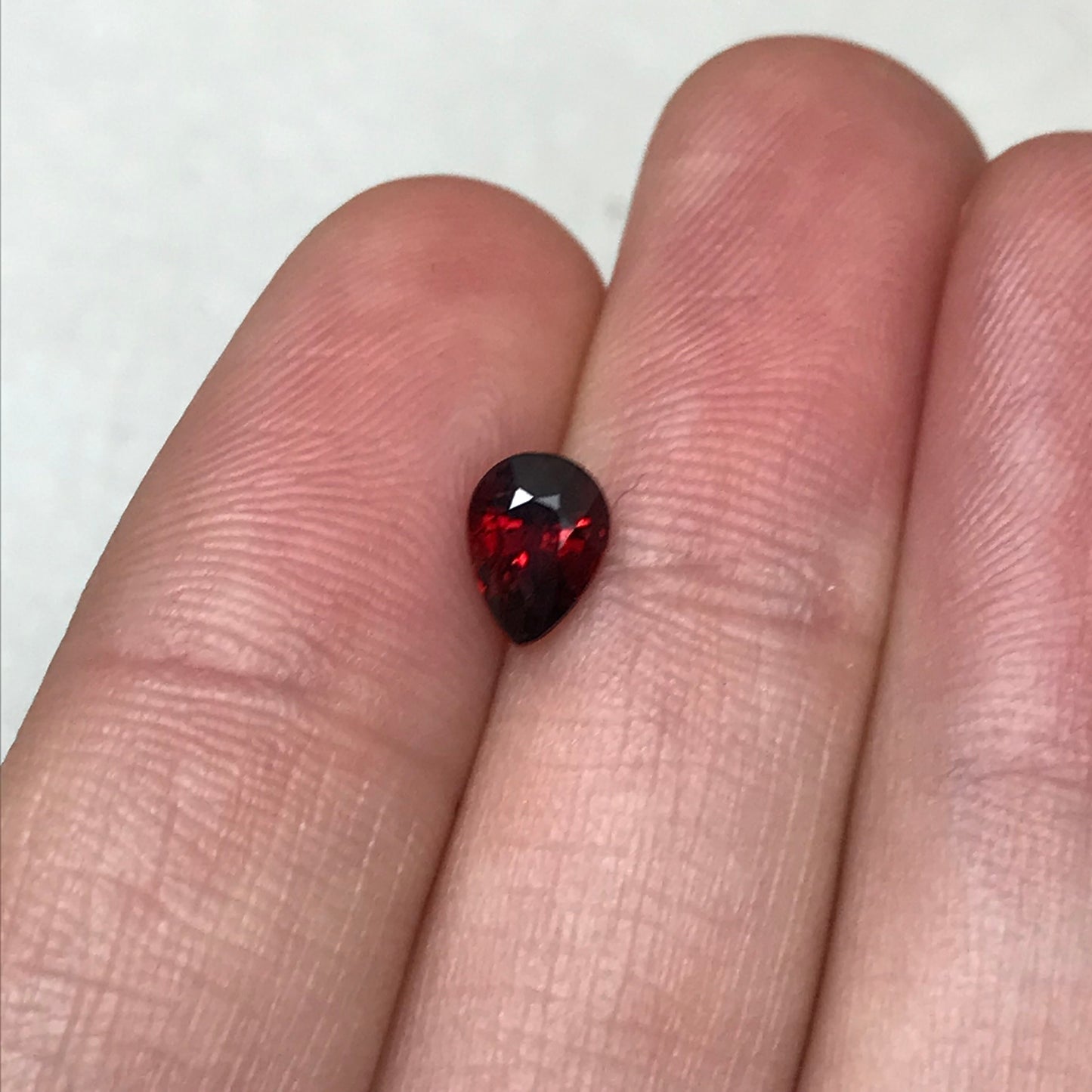 0.97 Ct Natural Pyrope Garnet, 6.7x5mm Pear cut, Deep Red Garnet, Faceted, Red Garnet,