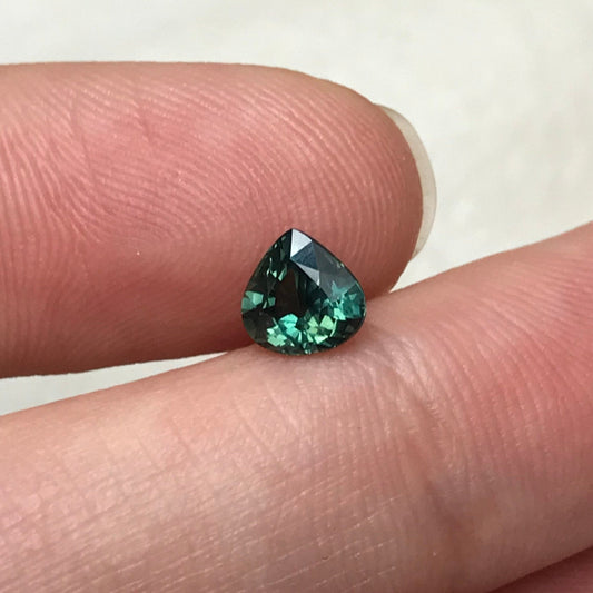 6mm Natural Teal Sapphire 0.95 Pear Unheated Sapphire, Fat Pear Gemstone Earth - Blueish Green Sapphire