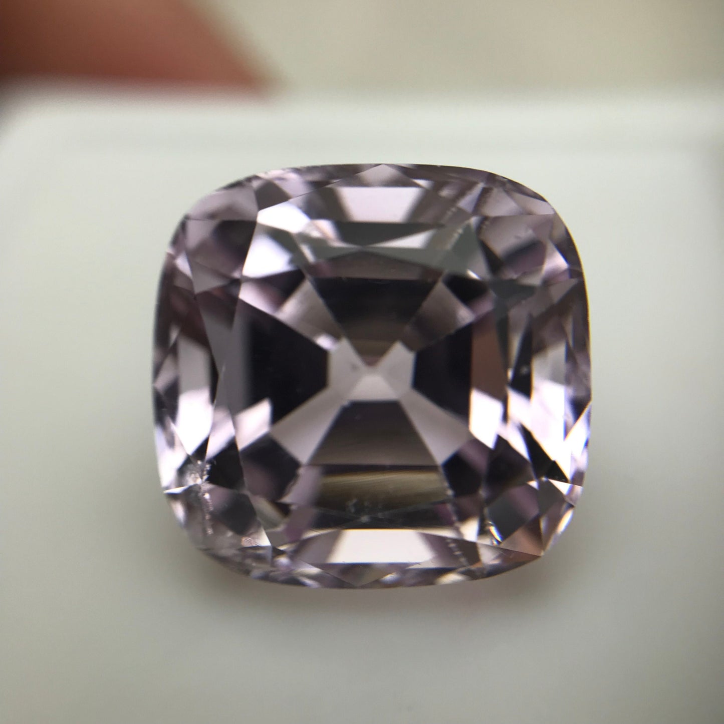 14.24 carat Pink Kunzite 13.8x13.3mm Rectangle Cushion Cut, Near 14x13mm, Soft Pink Loose Gemstone