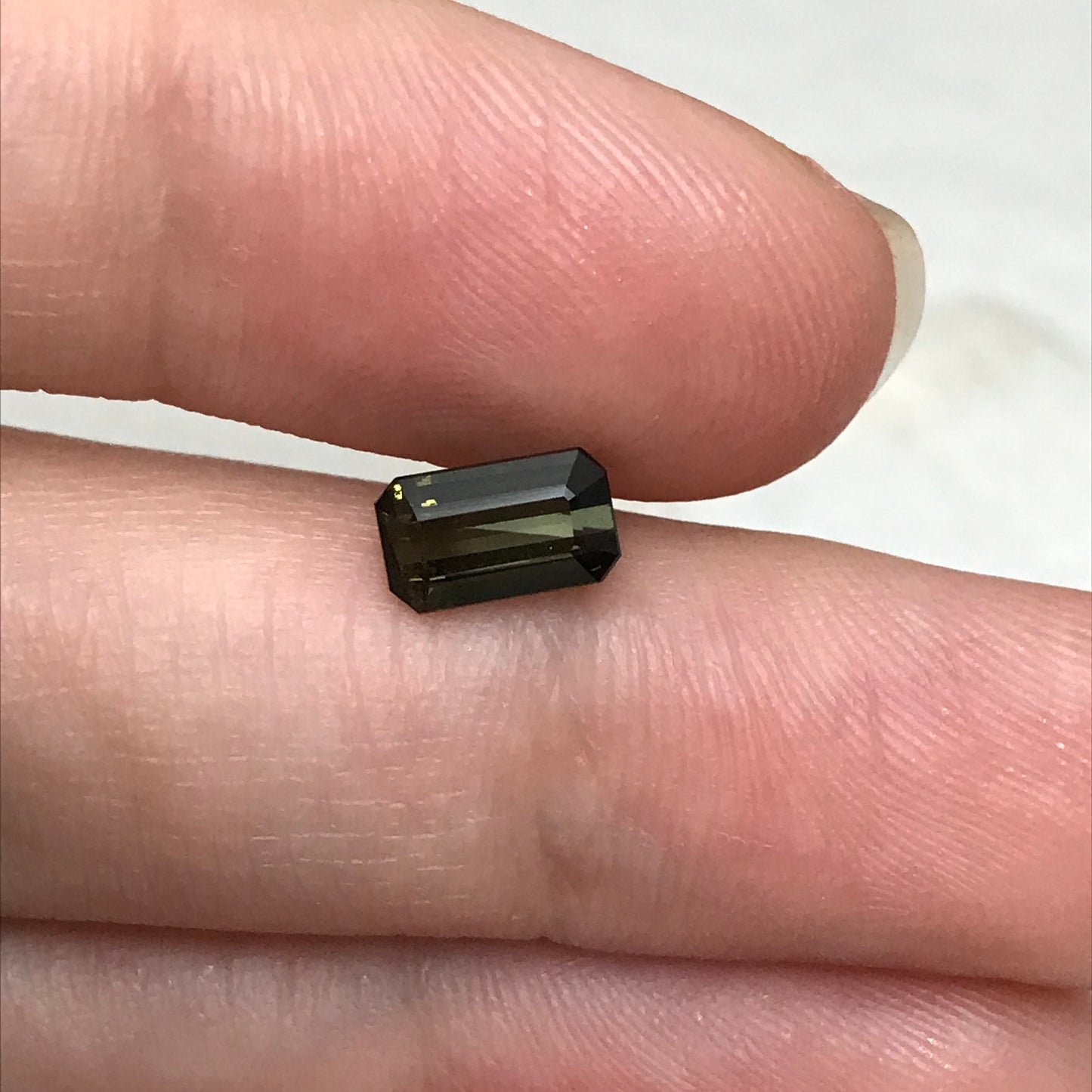 Natural Olive Green Tourmaline 7.7x4.5mm 1.25 carats rectangle Octagon Cut Faceted Loose Gem