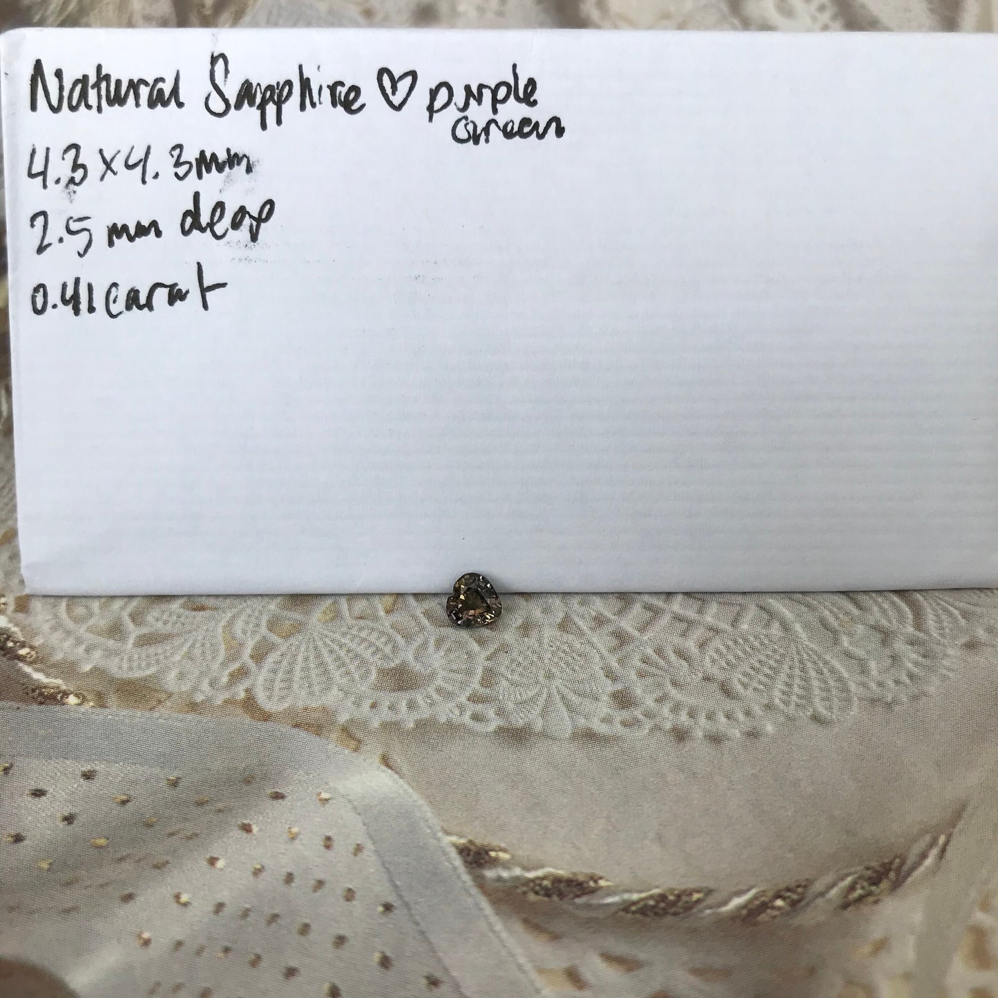 4.3mm Natural Purple-Green Sapphire 0.41 Carat Heart Cut Gem, Faceted Loose Gemstone, Unmounted Sapphire