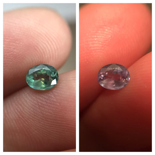 GIA Certified 0.59 ct Natural Alexandrite 5x4mm Green-Purple, Loose Faceted Rare Color Change Alexandrite with Cats Eye Properties