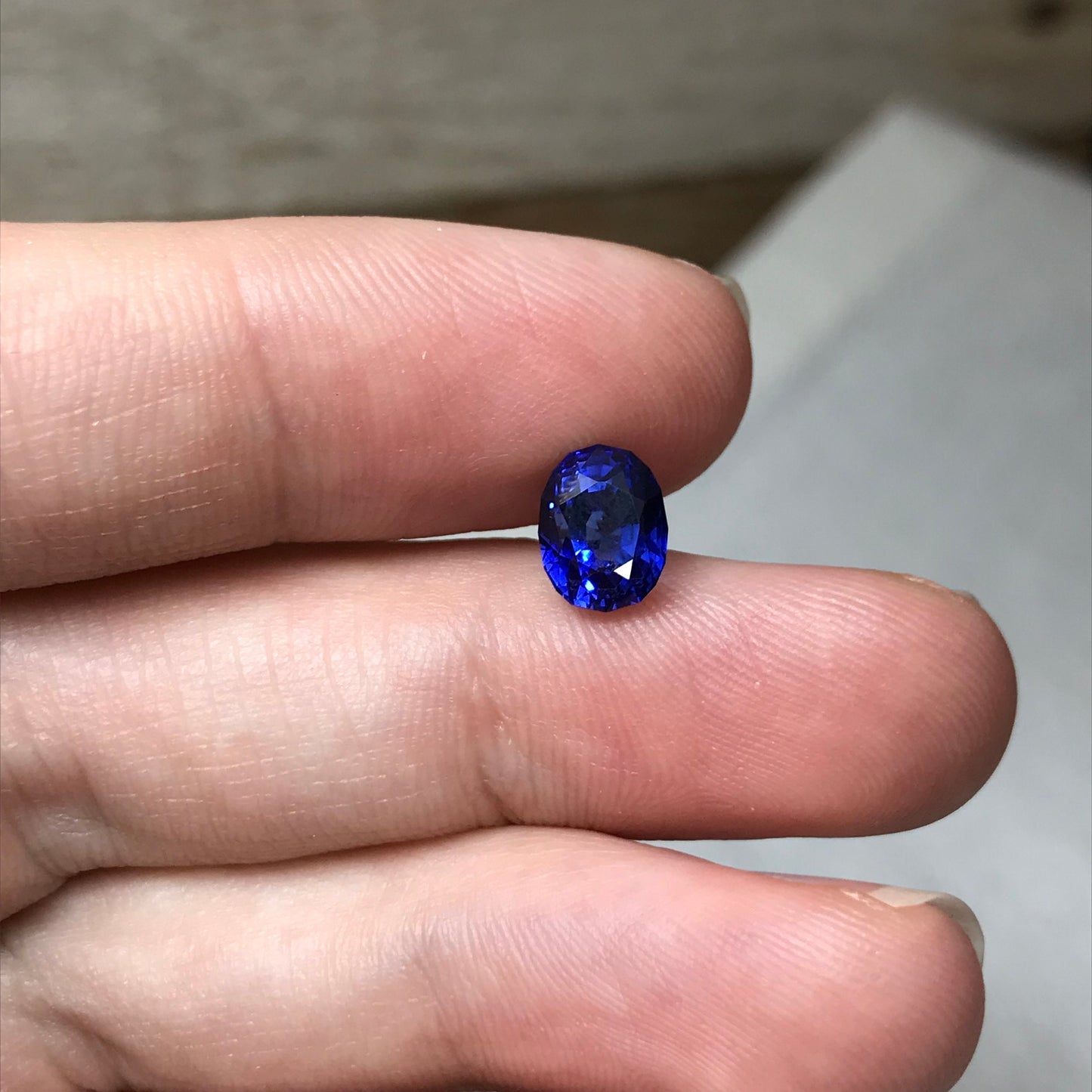 Laboratory-Grown Blue Sapphire GIA Certified 2.71 carat, 7.7x6mm, Natural looking Cut-Modified Oval Mixed Cut