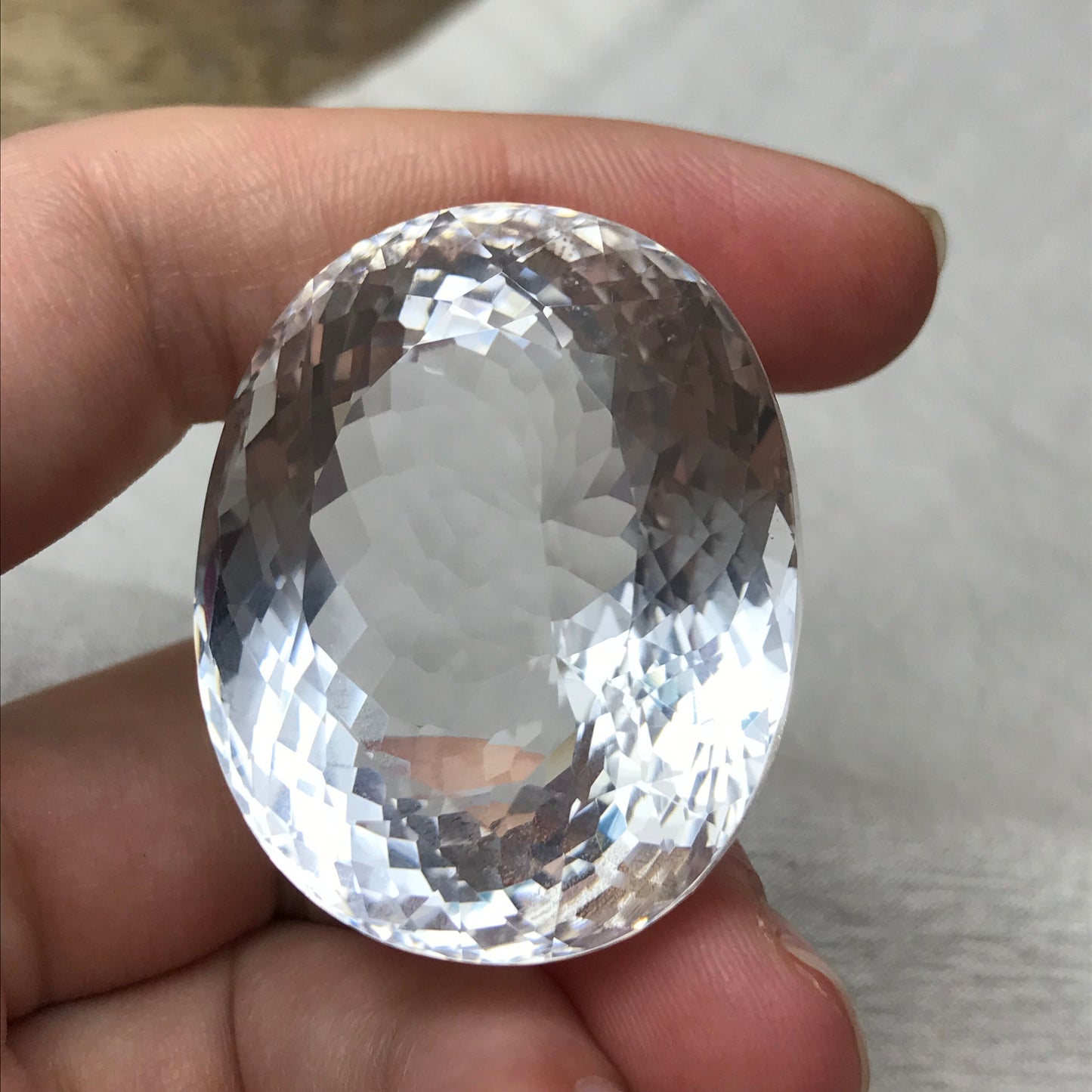 190 Carat Quartz 38x31mm Oval Cut Loose Gem, Large Gemstone, Big Faceted Stone