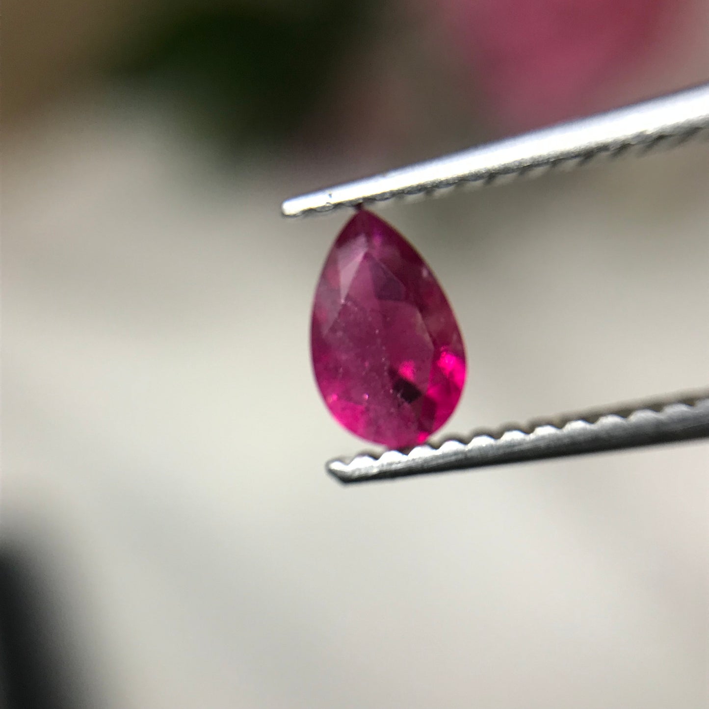 0.32 ct Red Beryl 6.5x4mm Pear Cut, Natural Utah Red Beryl, Excellent Purplish Red Color, Faceted Bixbite Rare