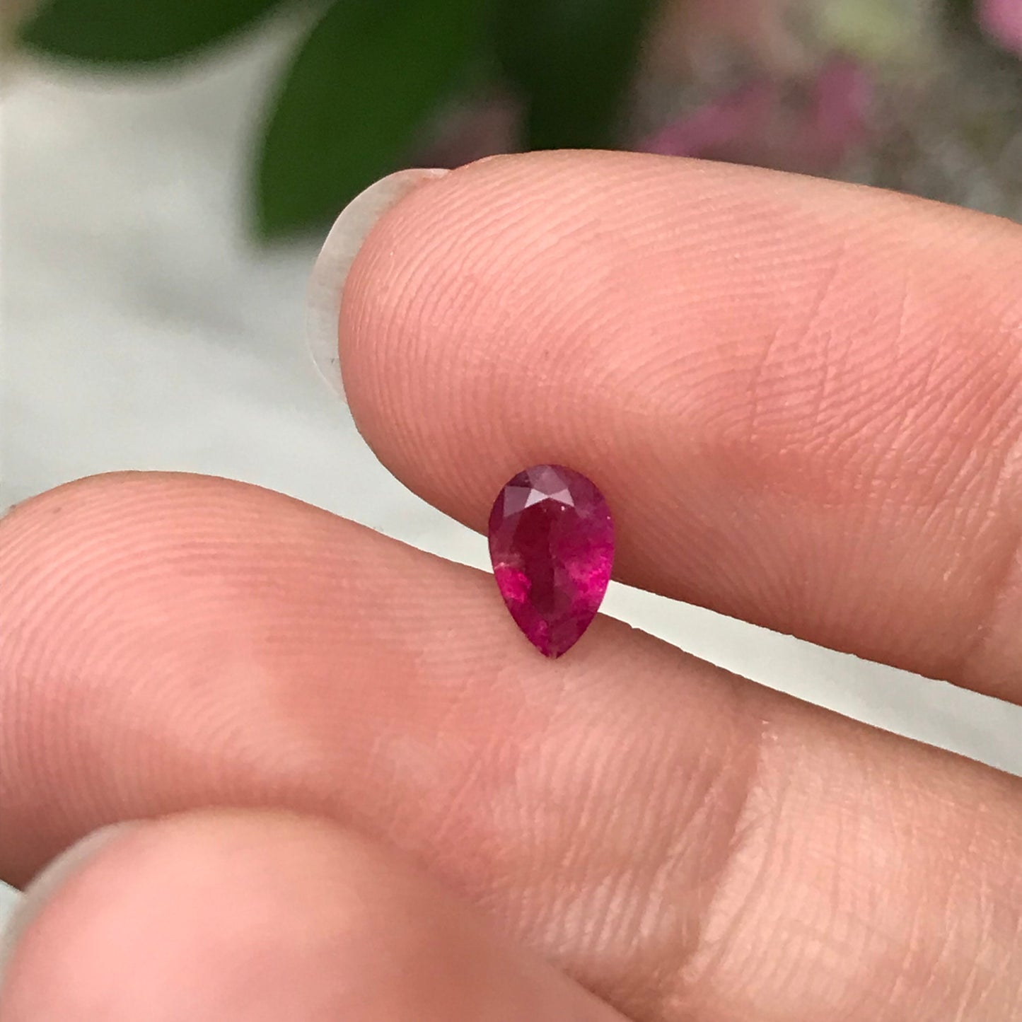 0.32 ct Red Beryl 6.5x4mm Pear Cut, Natural Utah Red Beryl, Excellent Purplish Red Color, Faceted Bixbite Rare