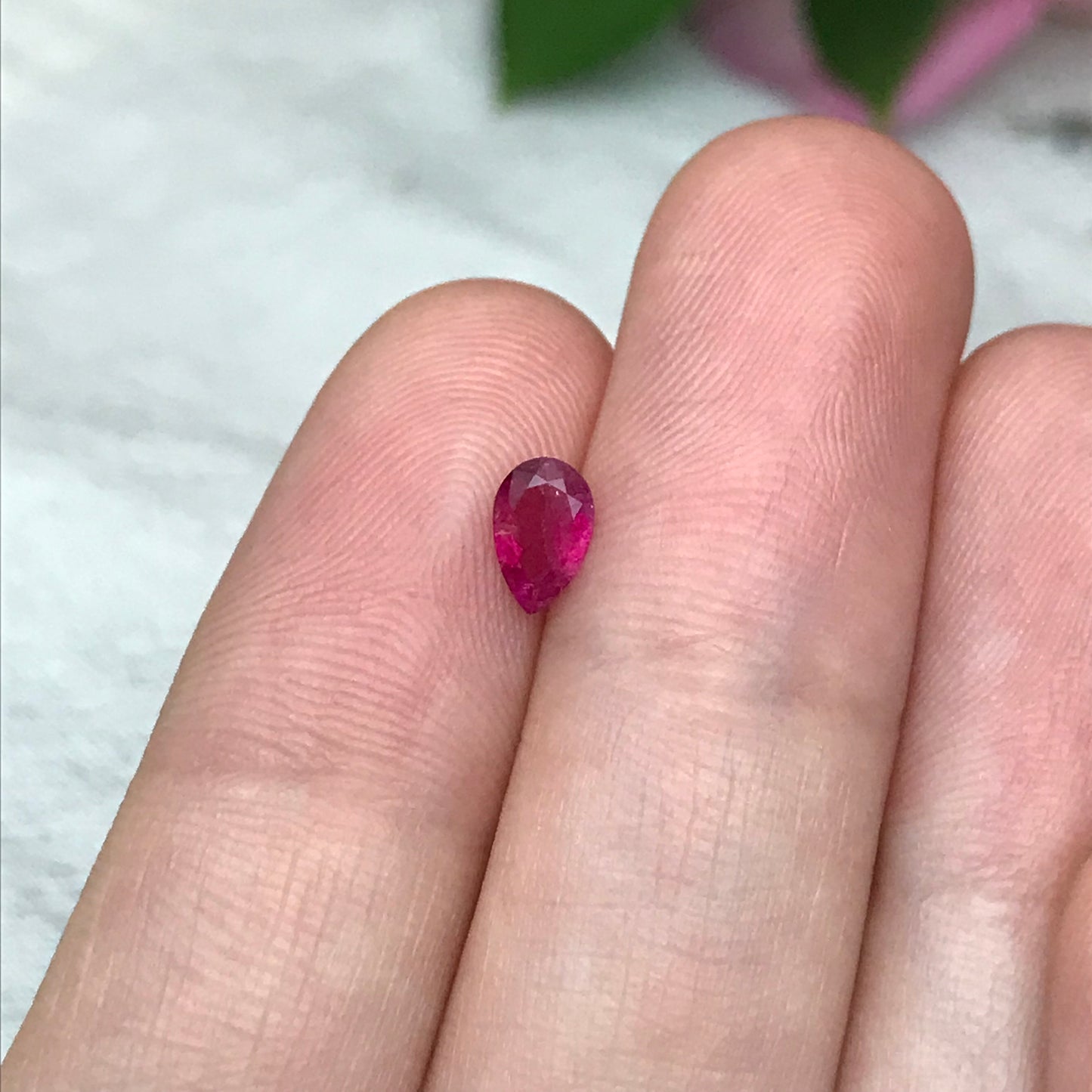 0.32 ct Red Beryl 6.5x4mm Pear Cut, Natural Utah Red Beryl, Excellent Purplish Red Color, Faceted Bixbite Rare