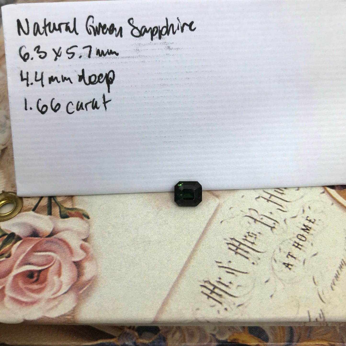 1.66 ct Natural Green Sapphire 6.3x5.7mm Octagon cut, Loose Faceted Gemstone, Bluish Green Sapphire