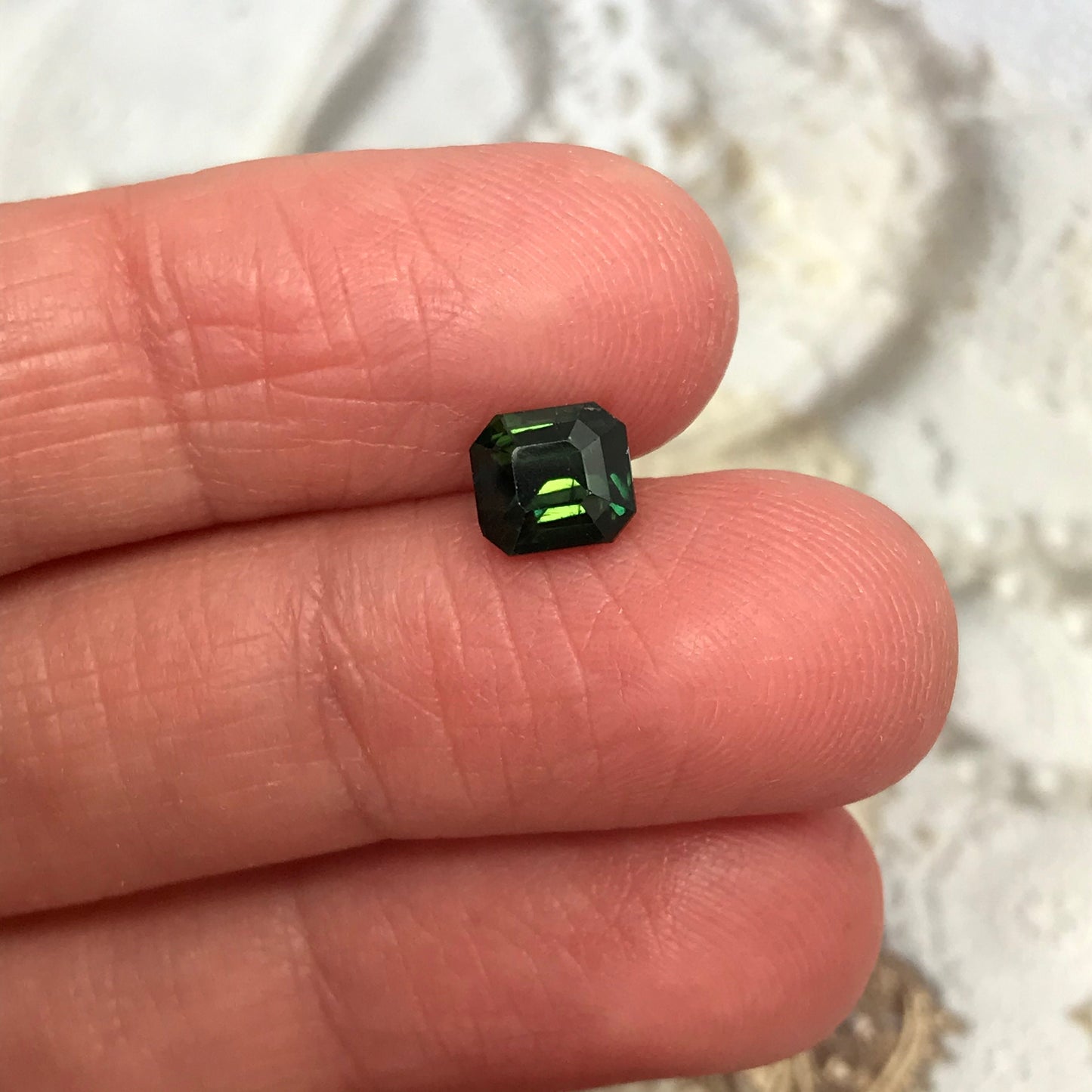 1.66 ct Natural Green Sapphire 6.3x5.7mm Octagon cut, Loose Faceted Gemstone, Bluish Green Sapphire