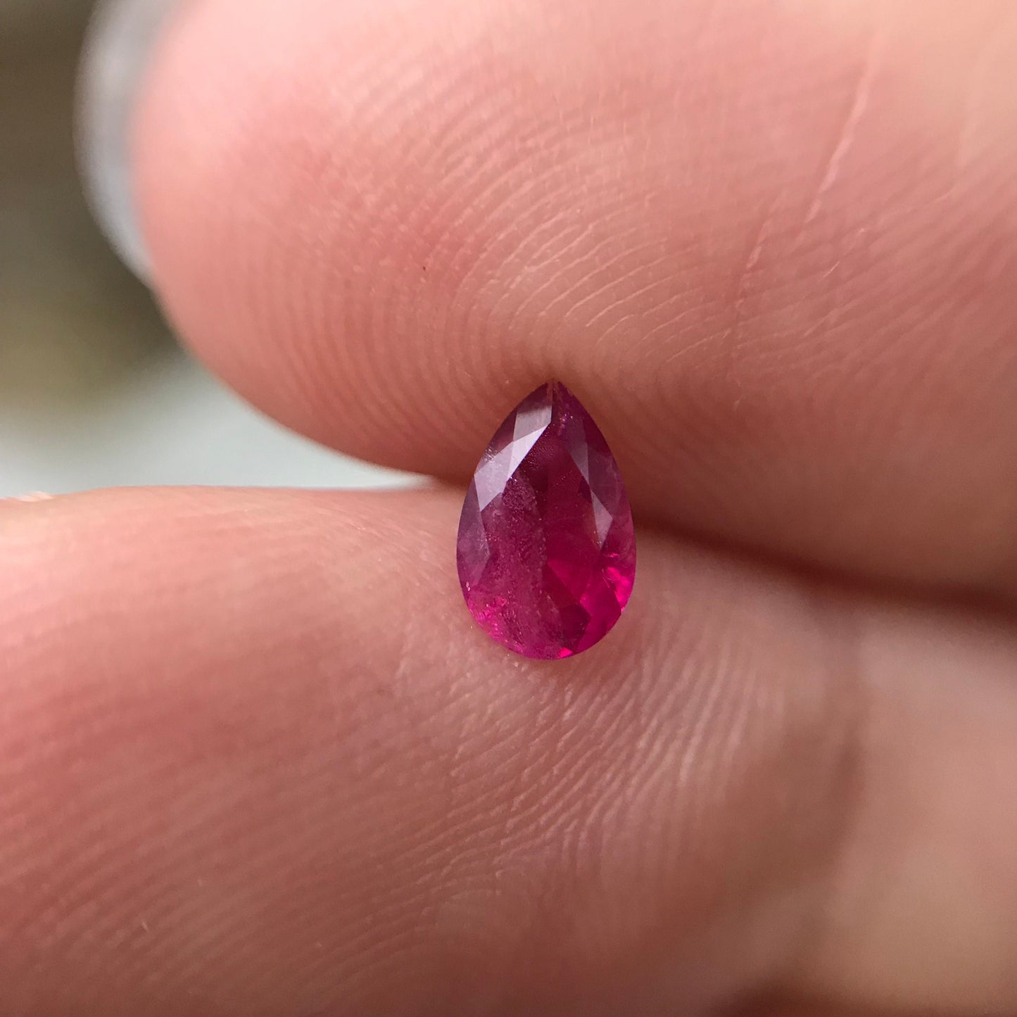 0.32 ct Red Beryl 6.5x4mm Pear Cut, Natural Utah Red Beryl, Excellent Purplish Red Color, Faceted Bixbite Rare