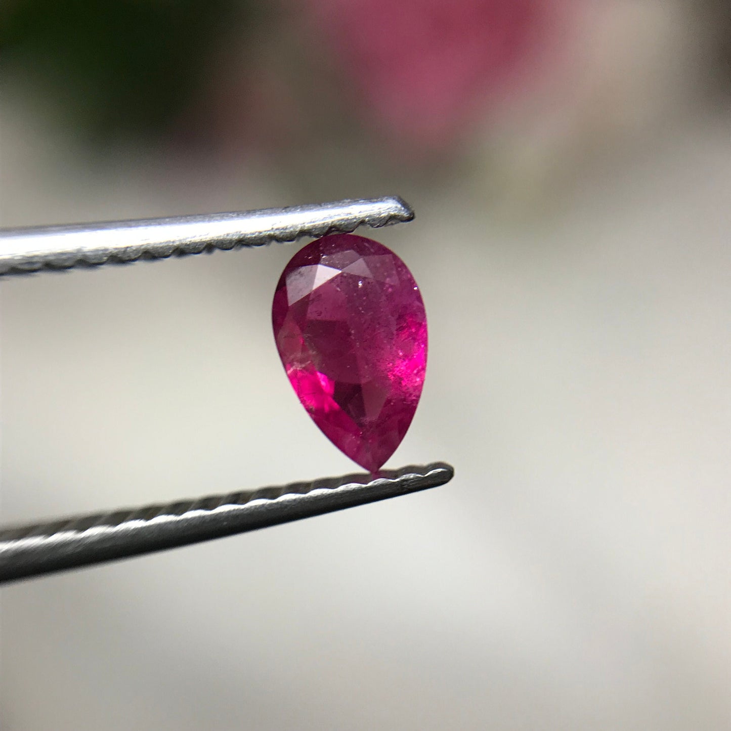 0.32 ct Red Beryl 6.5x4mm Pear Cut, Natural Utah Red Beryl, Excellent Purplish Red Color, Faceted Bixbite Rare