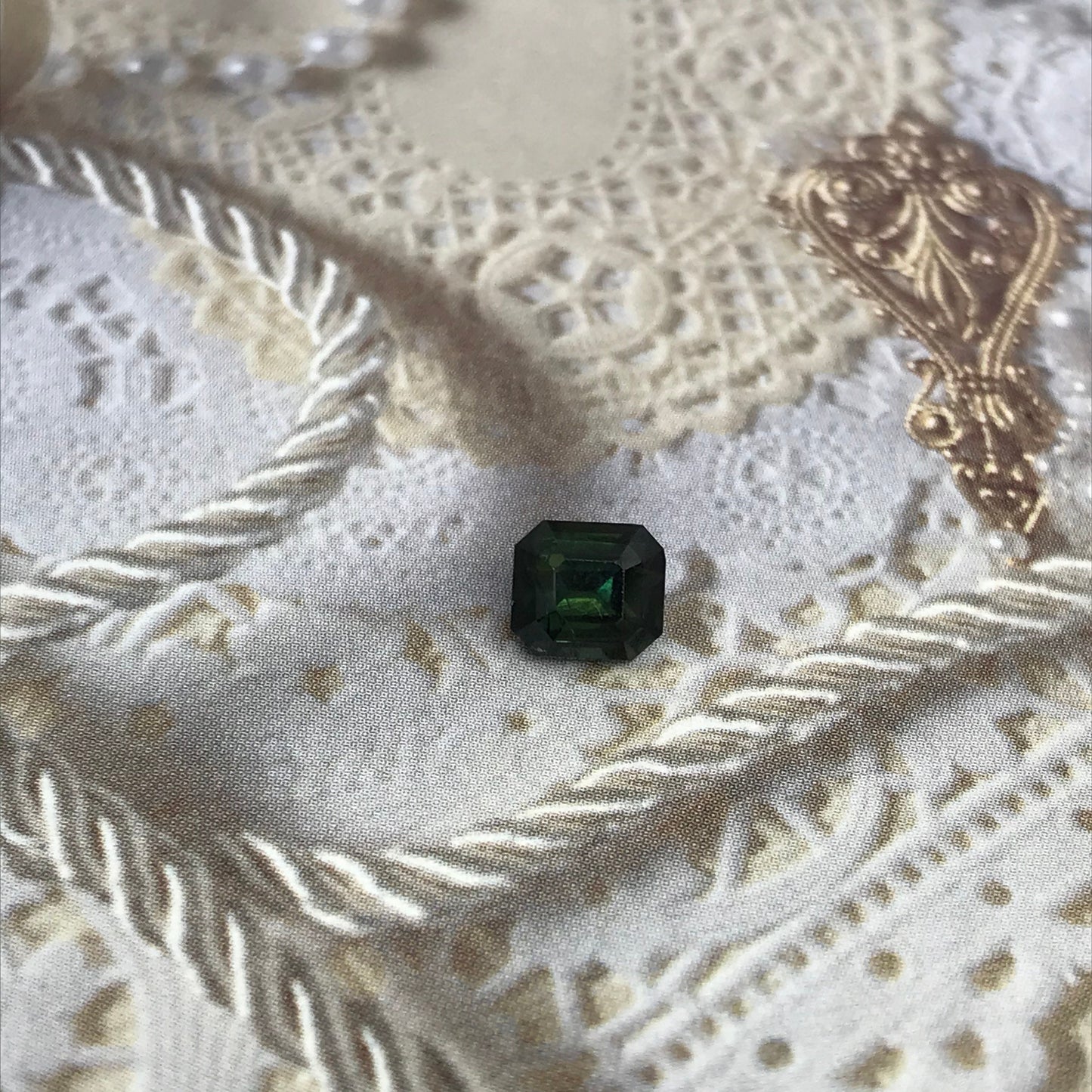 1.66 ct Natural Green Sapphire 6.3x5.7mm Octagon cut, Loose Faceted Gemstone, Bluish Green Sapphire
