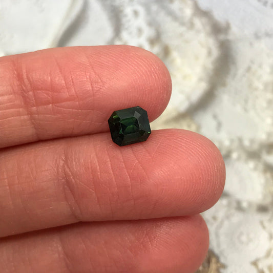 1.66 ct Natural Green Sapphire 6.3x5.7mm Octagon cut, Loose Faceted Gemstone, Bluish Green Sapphire