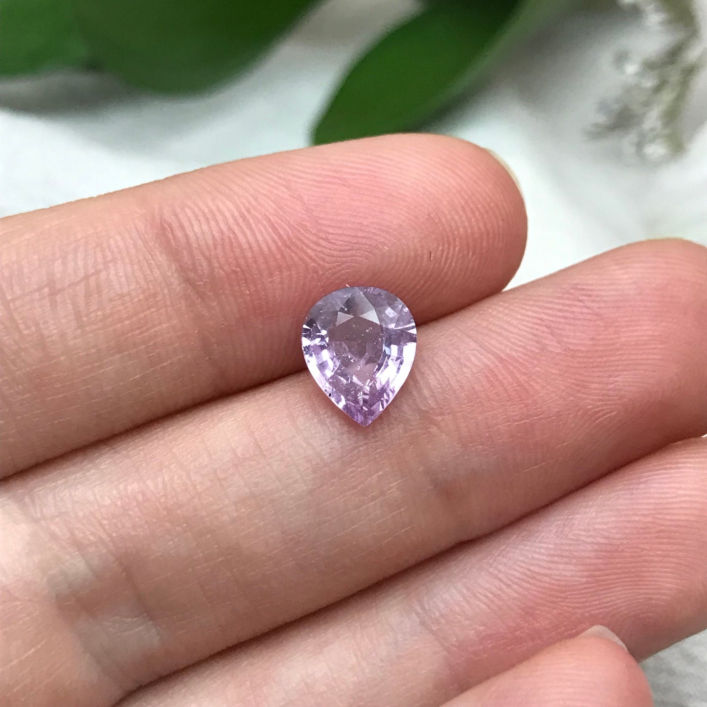 2 Ct. GIA Certified Purple-Pink Sapphire 9x7.4mm Pear Cut, Madagascar Unheated Sapphire, Light Color