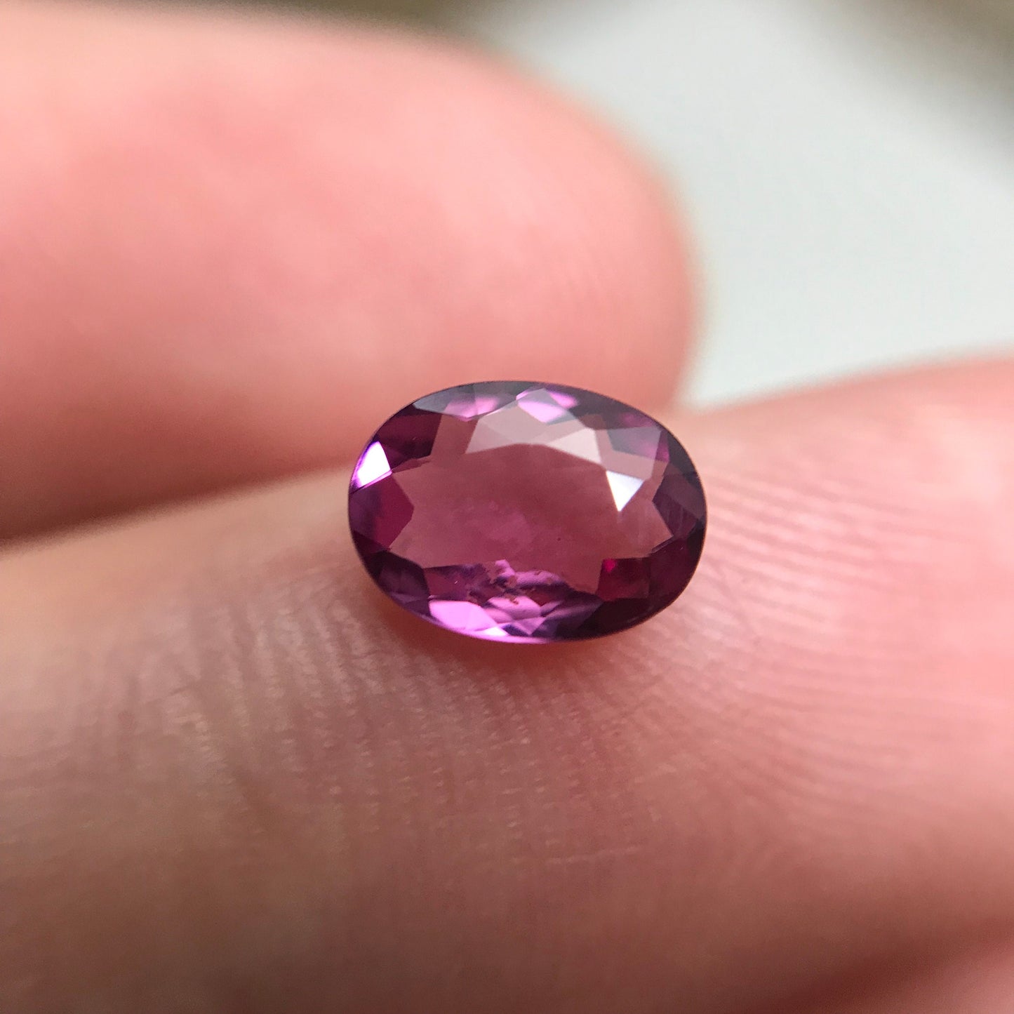 7x5mm Natural Purplish Pink Garnet, 0.81 carat Rose Garnet, Faceted Oval Cut Rhodolite Garnet Gem