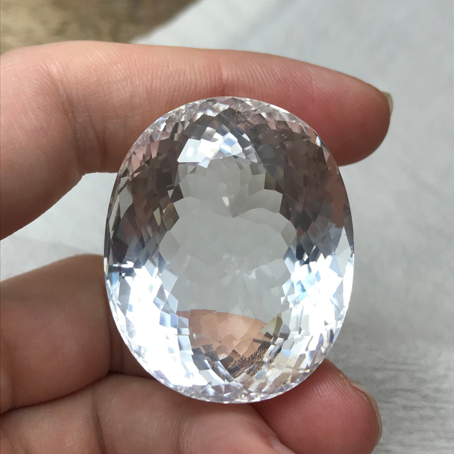 190 Carat Quartz 38x31mm Oval Cut Loose Gem, Large Gemstone, Big Faceted Stone