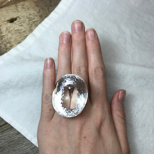 190 Carat Quartz 38x31mm Oval Cut Loose Gem, Large Gemstone, Big Faceted Stone