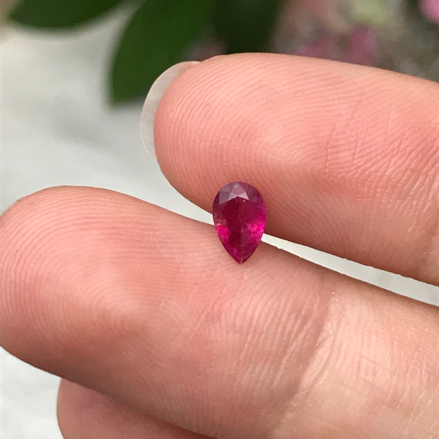 0.32 ct Red Beryl 6.5x4mm Pear Cut, Natural Utah Red Beryl, Excellent Purplish Red Color, Faceted Bixbite Rare