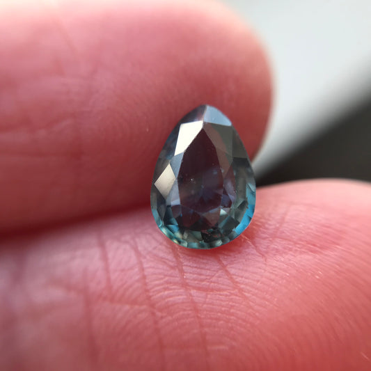 1.49 carat Natural Purple- Greenish Blue Sapphire  8.7x6.2 mm Pear Cut, Faceted Unmounted Gem - Color Change/Shift