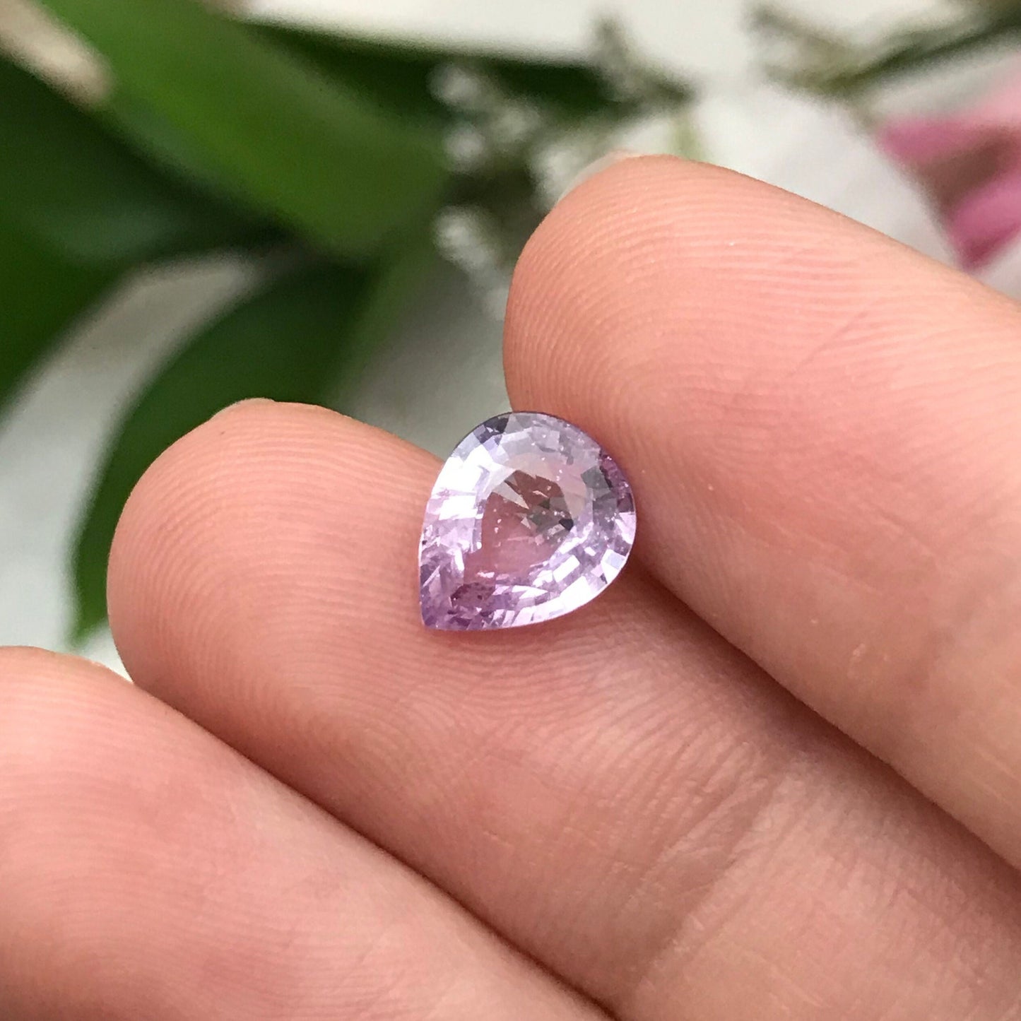 2 Ct. GIA Certified Purple-Pink Sapphire 9x7.4mm Pear Cut, Madagascar Unheated Sapphire, Light Color