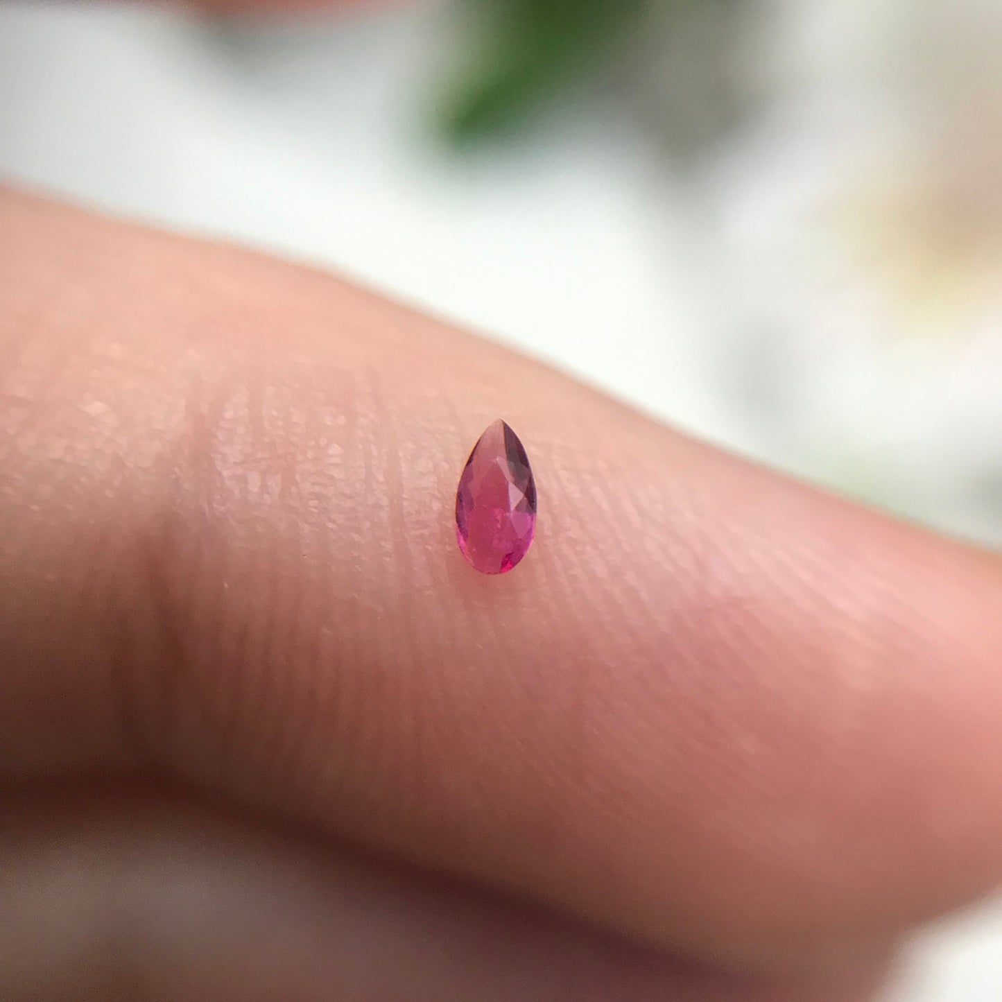 Natural Red Beryl 0.04 Ct. Pear Cut, Utah Red Beryl, VS! Tiny Rare Faceted Bixbite, 3.5x1.8mm