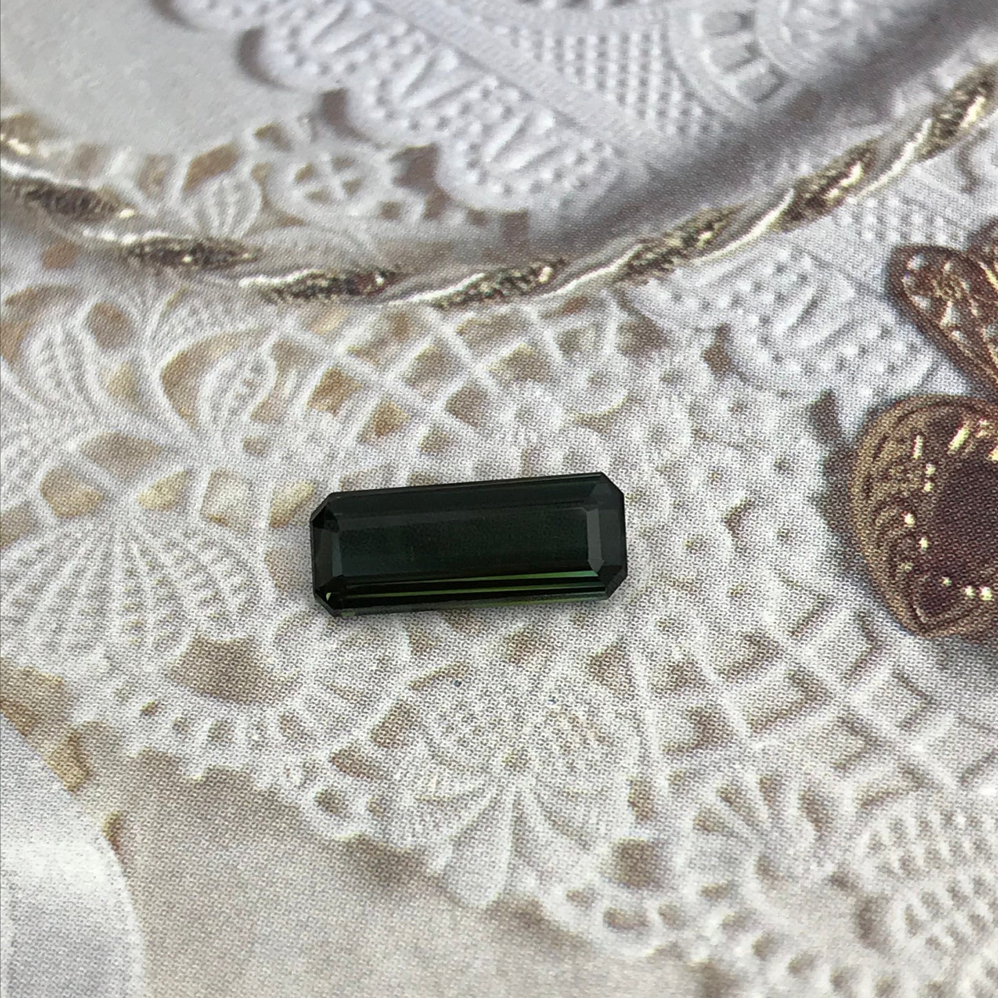1.74 ct Natural Dark Green Tourmaline 11.5x4.5mm Long Octagon Cut Faceted Loose Unmounted Gem Gemstone Earth Mined Genuine
